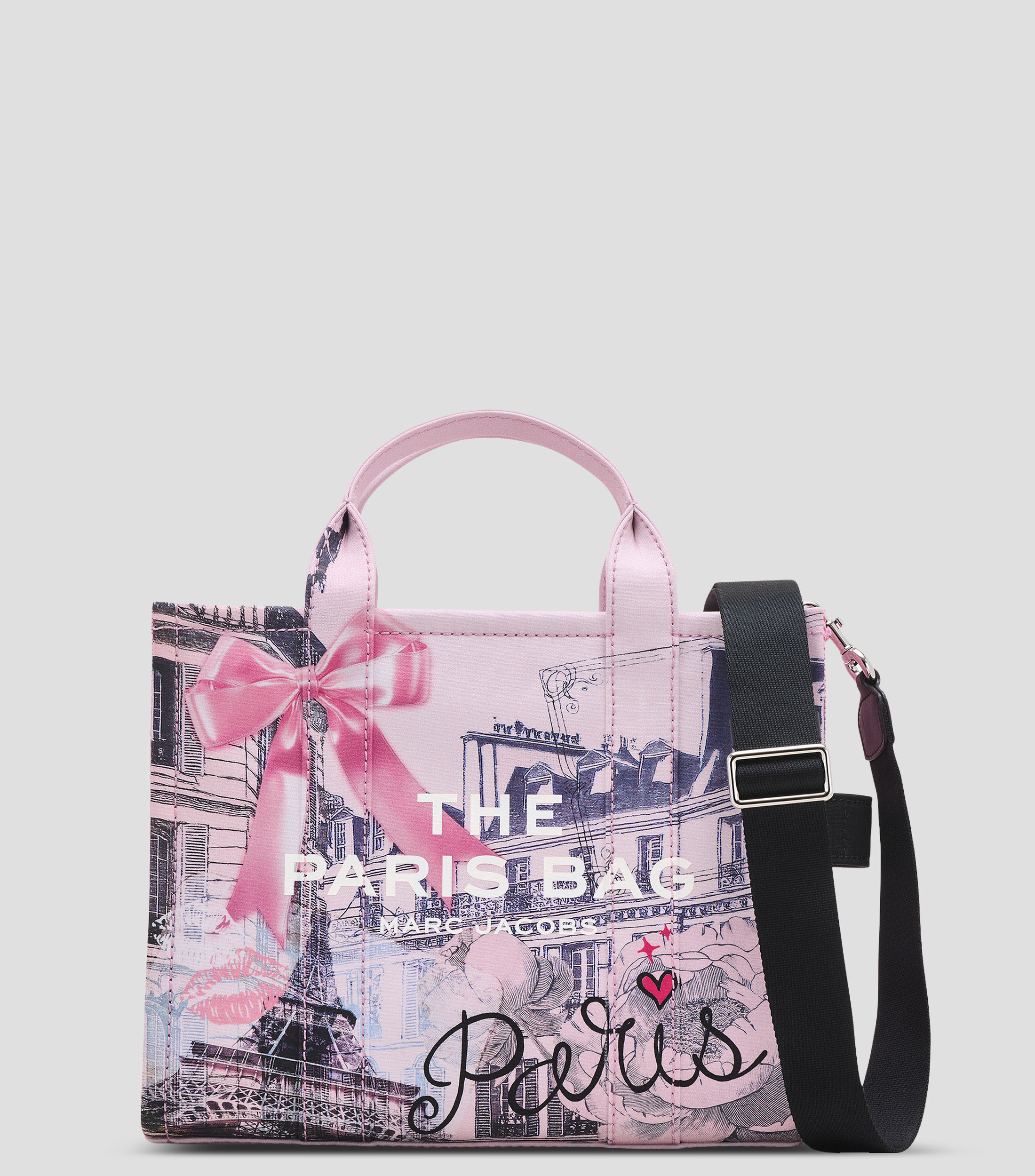 Bolsa tote rosa Paris de diseño estampado Mujer