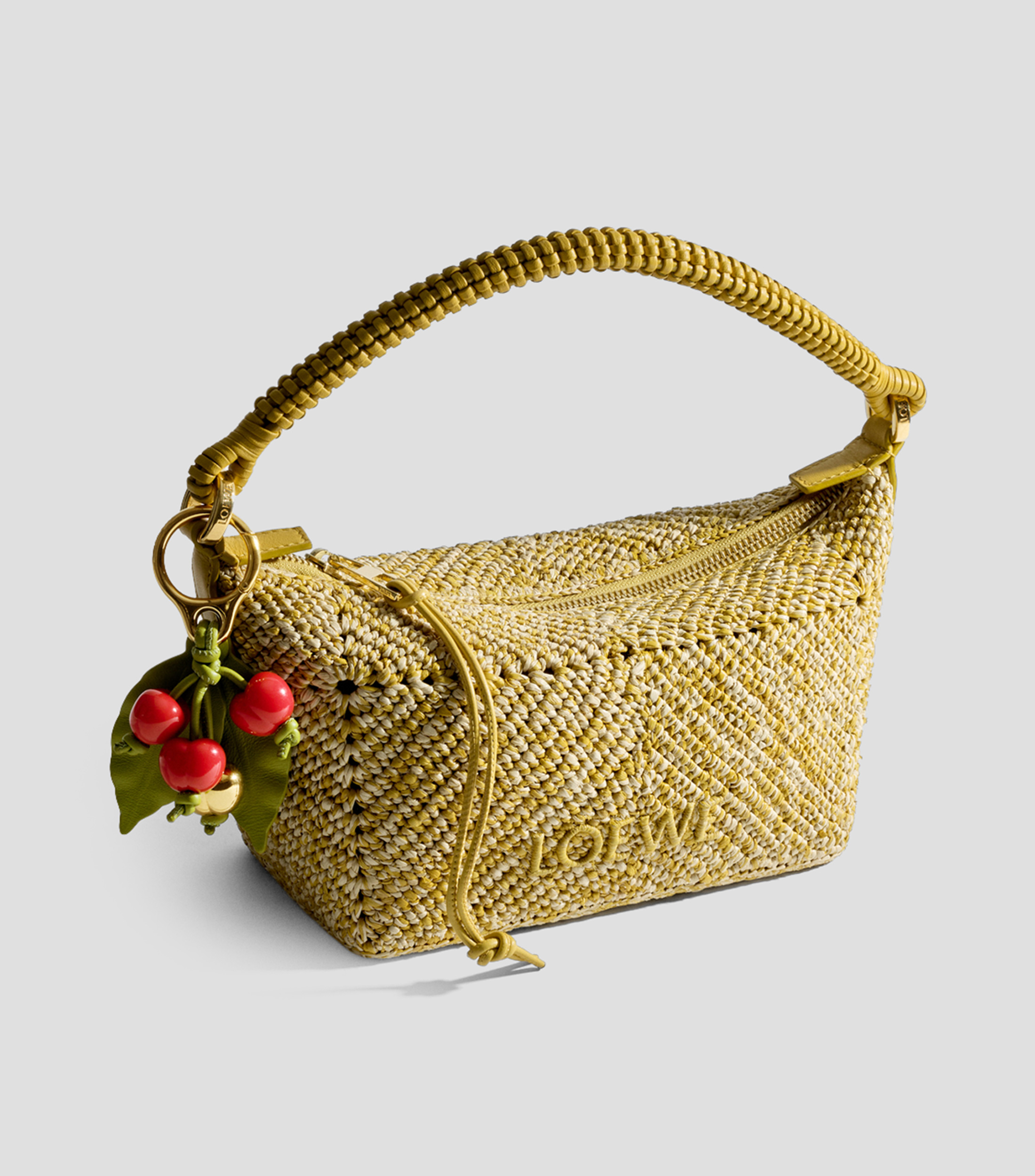 Charm para bolsa de cereza en piel con latón Mujer
