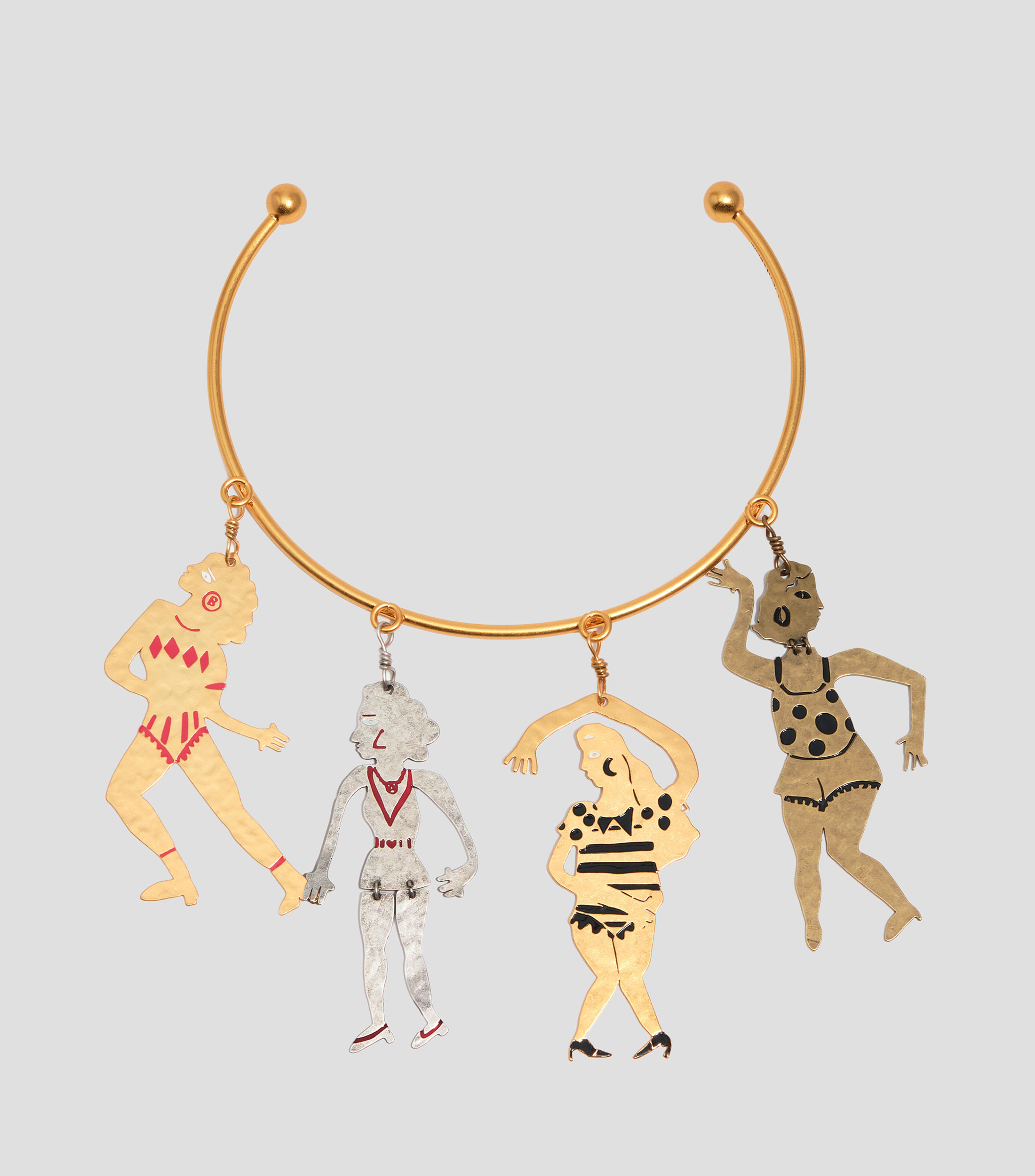 Collar choker siluetas metal tricolor Mujer