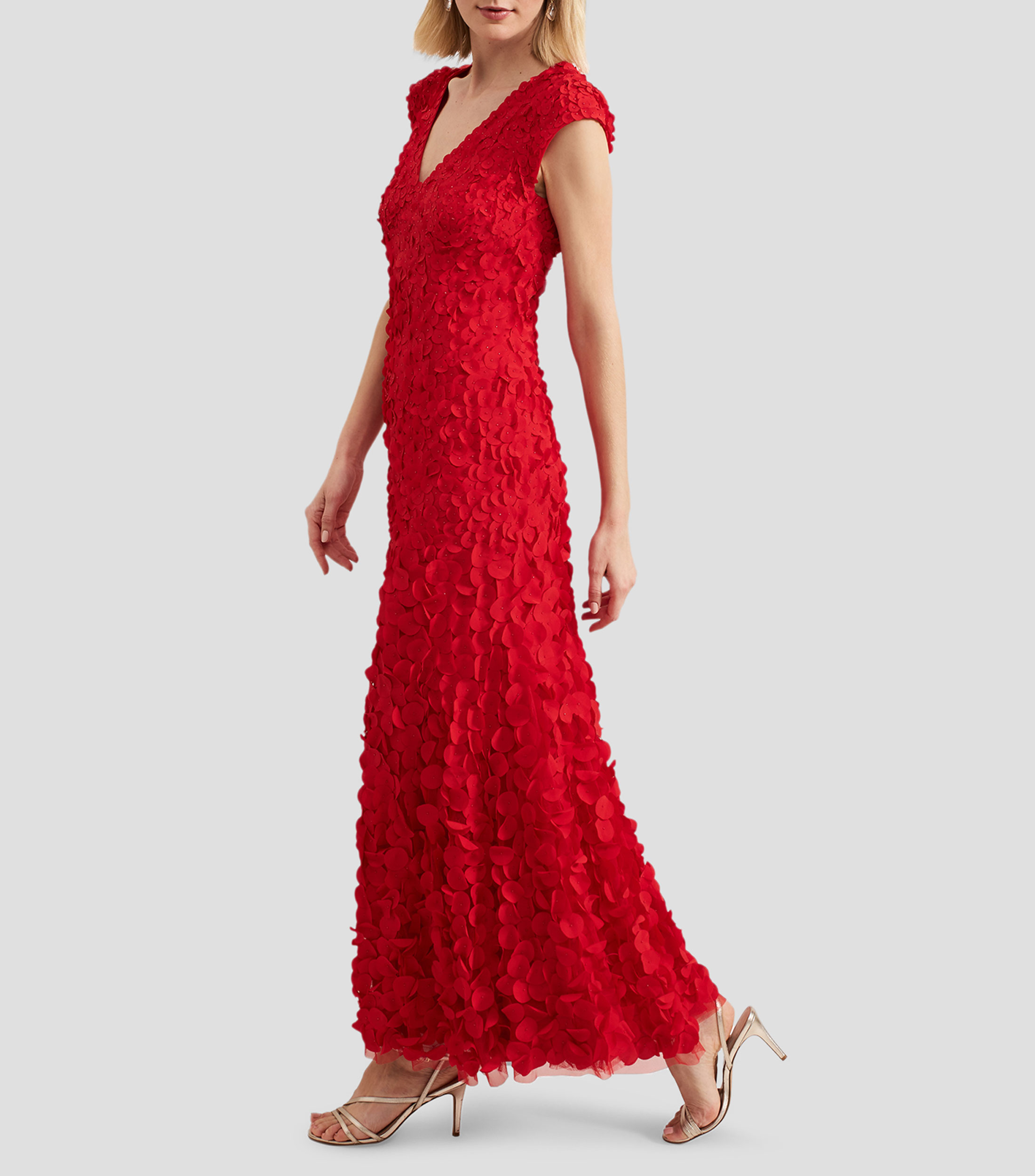 Vestido maxi texturizado Charlene Ruffle Mujer