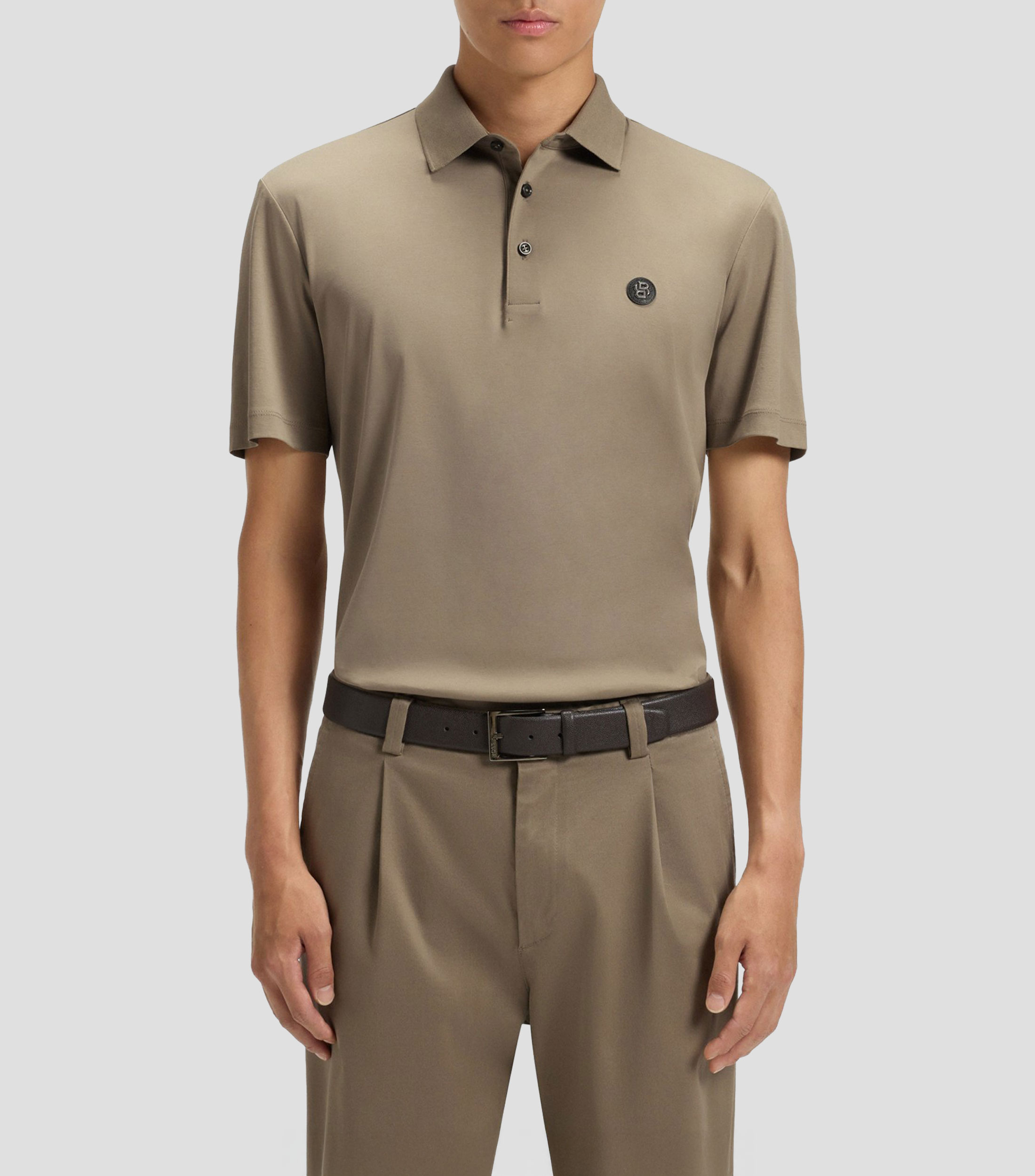 Polo de algodón mercerizado con monograma doble Hombre