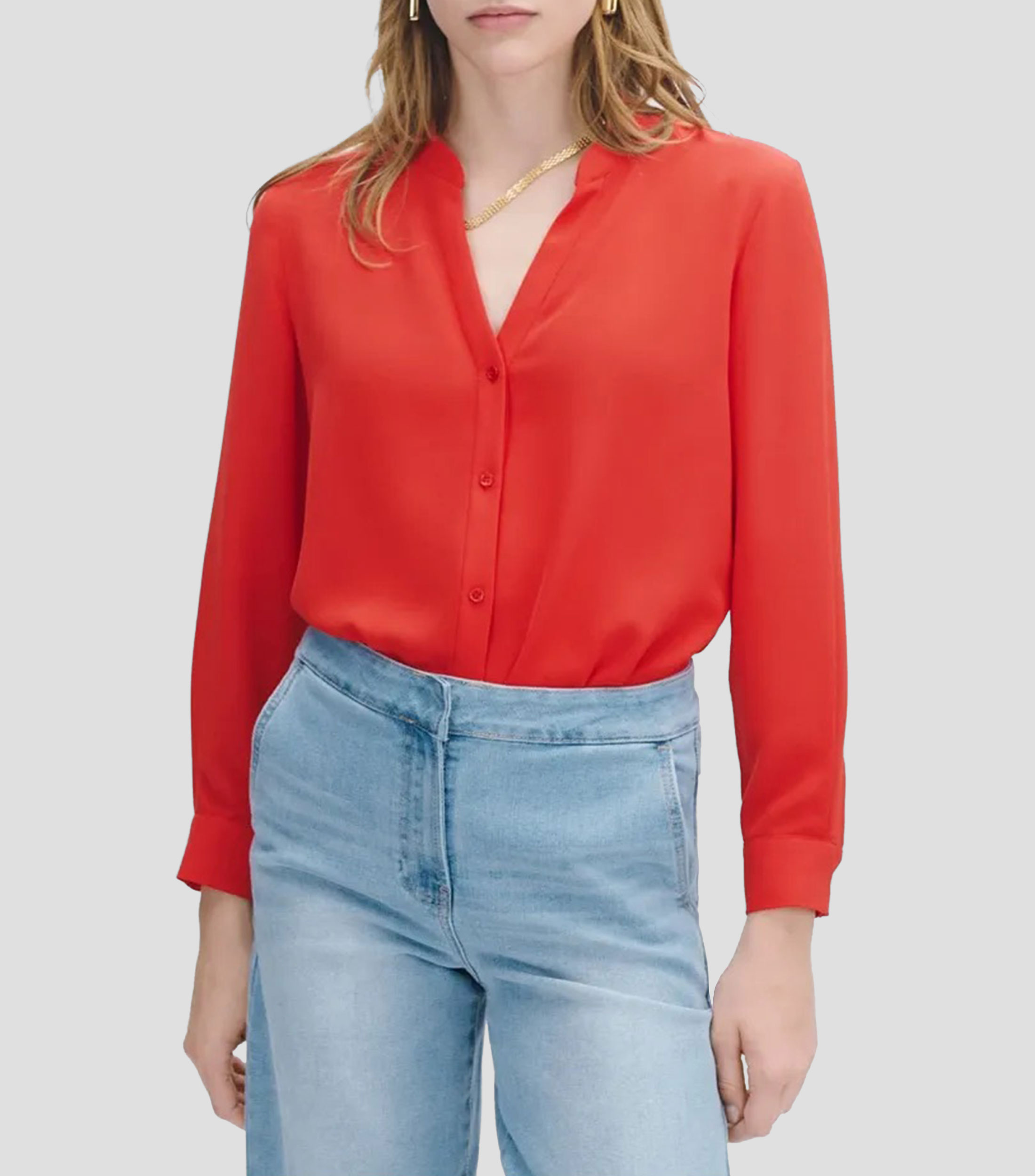 Blusa lisa manga larga Mujer