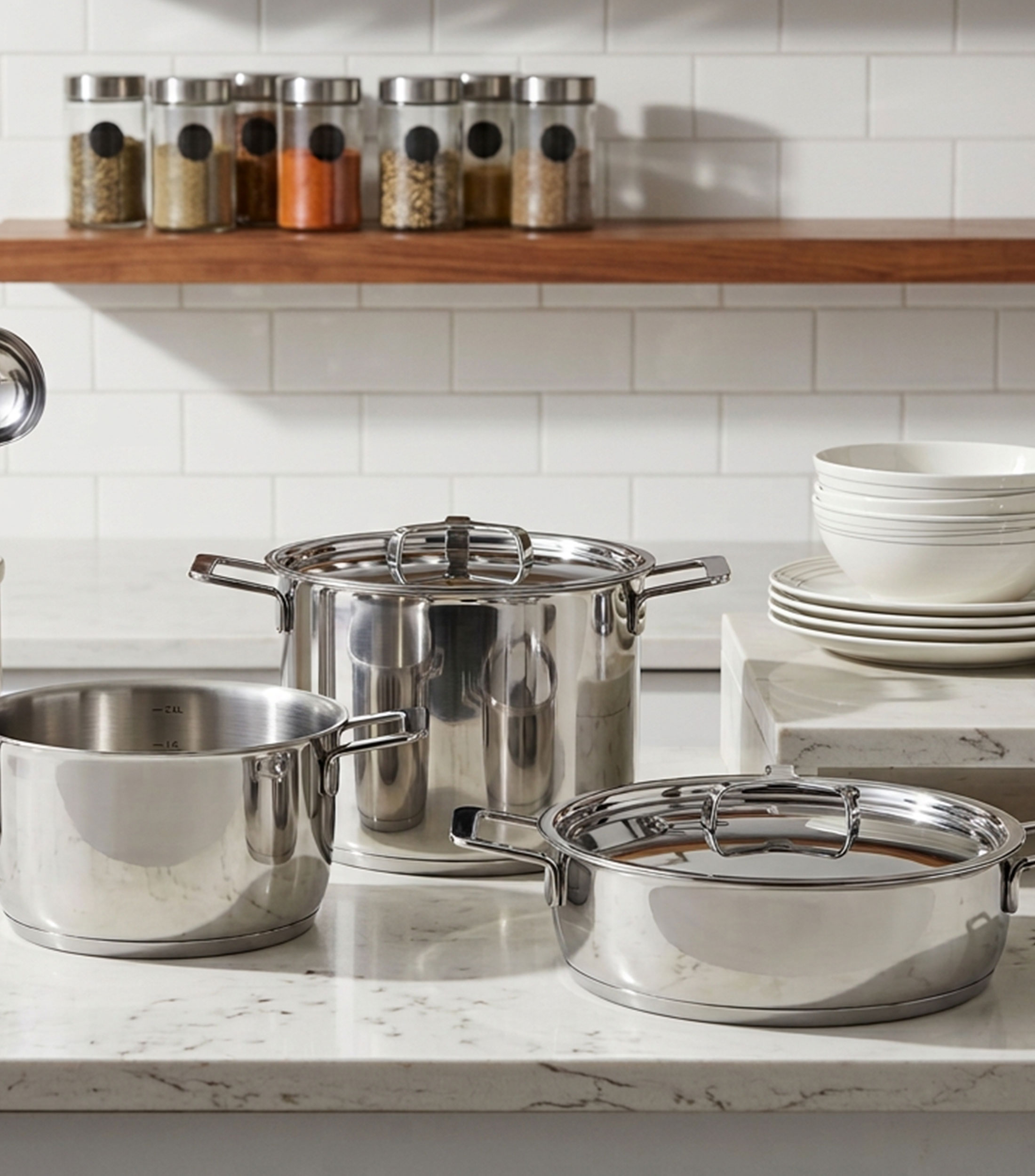 Batería de cocina en acero inoxidable 7 piezas