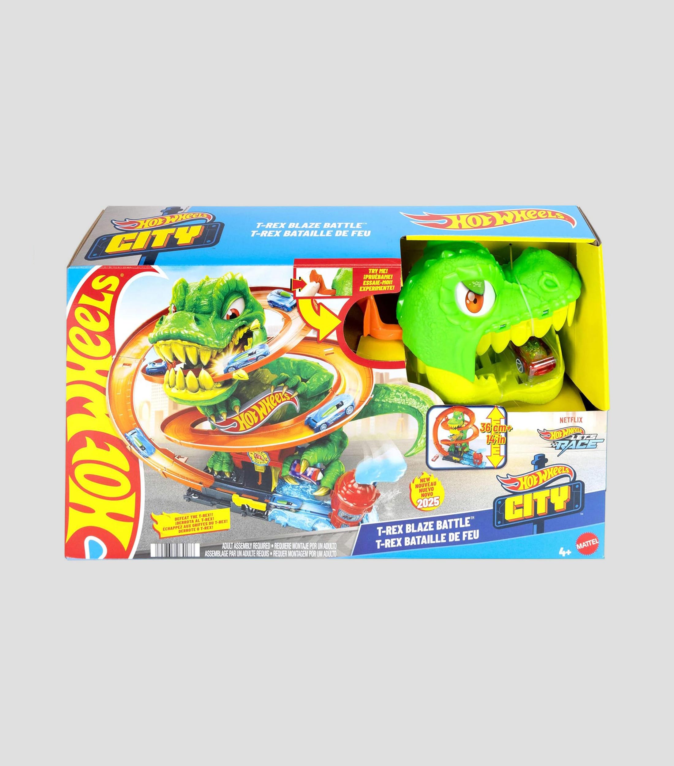 Pista Hot Wheels T-Rex vs Estación de Bomberos