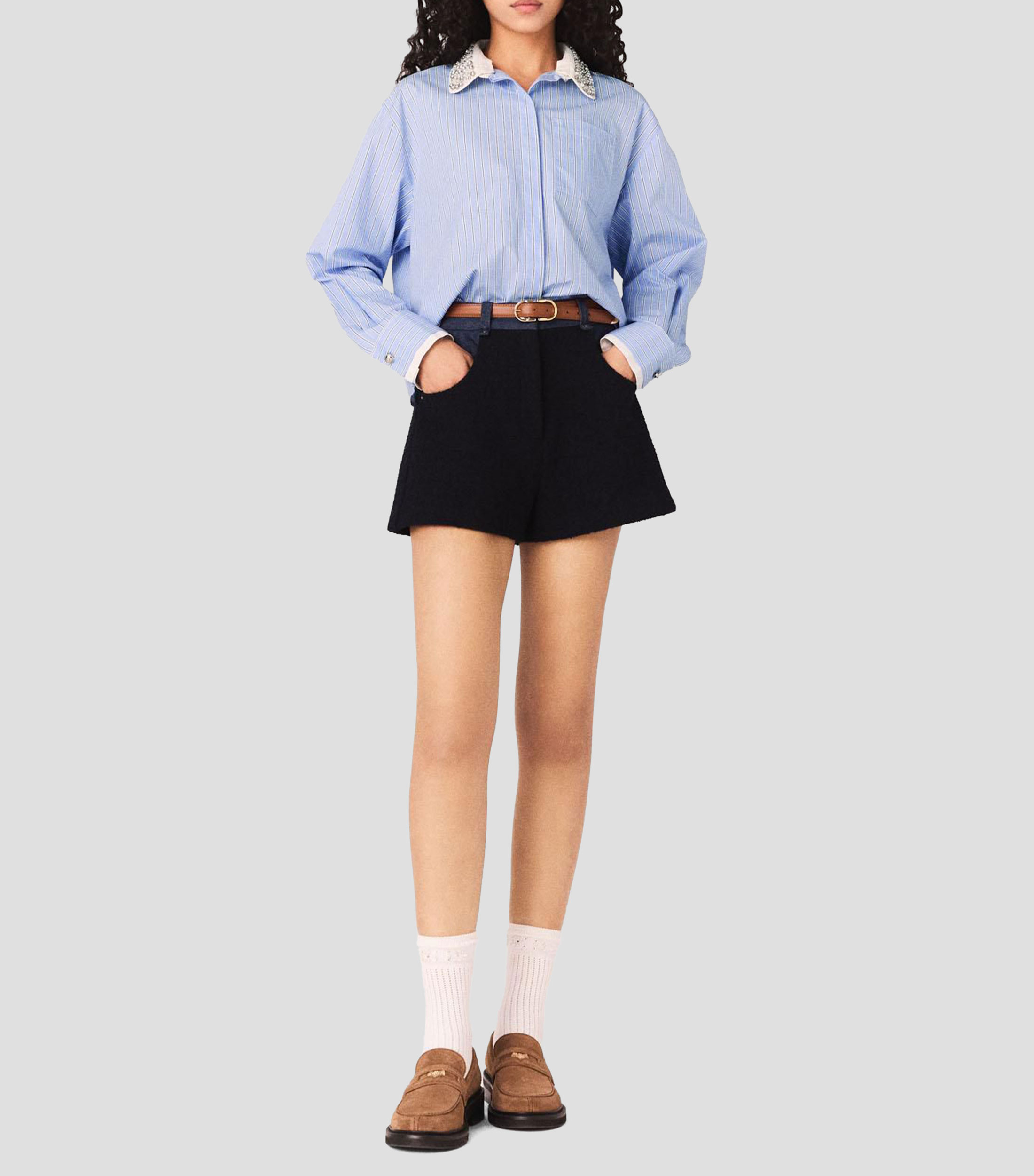 Camisa con rayas manga larga Mujer