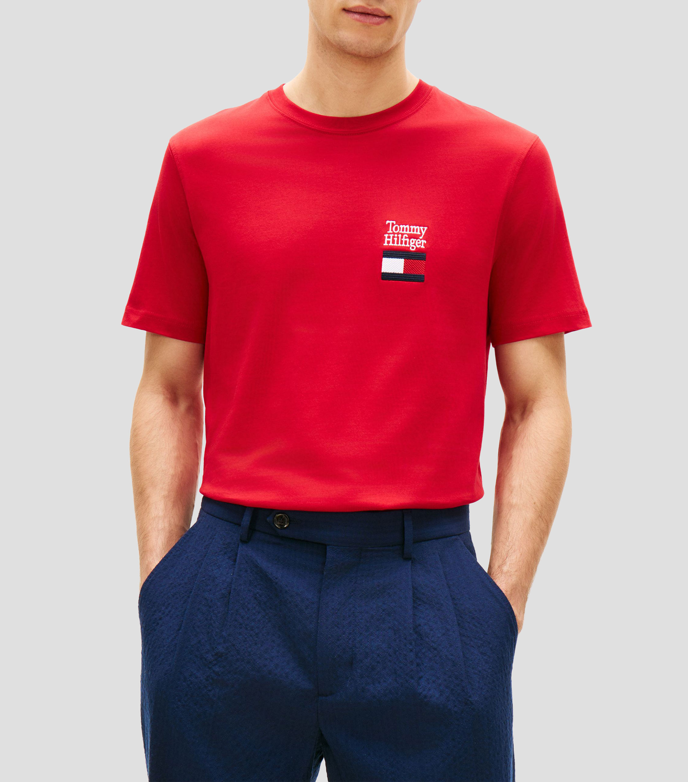 Playera cuello redondo manga corta sólida Hombre