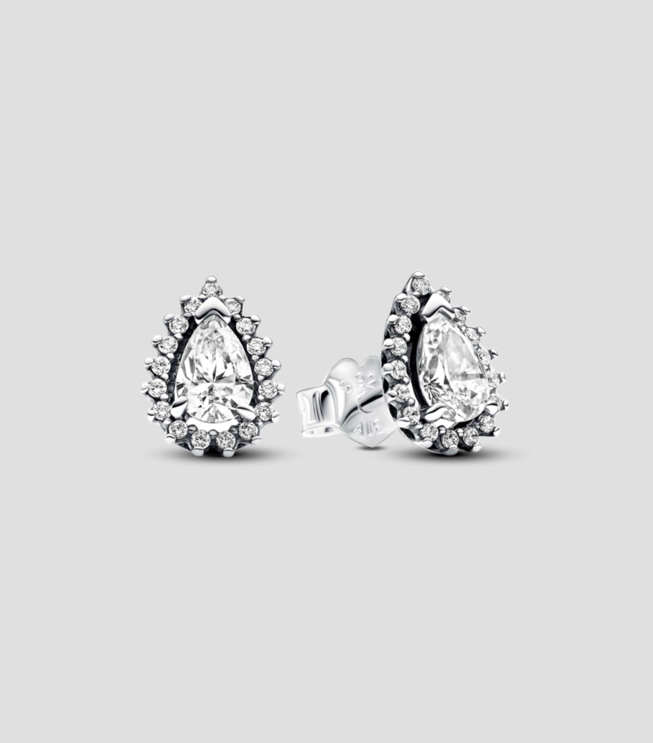Aretes en plata pera brillante con zirconia cúbica Pandora Timeless Mujer