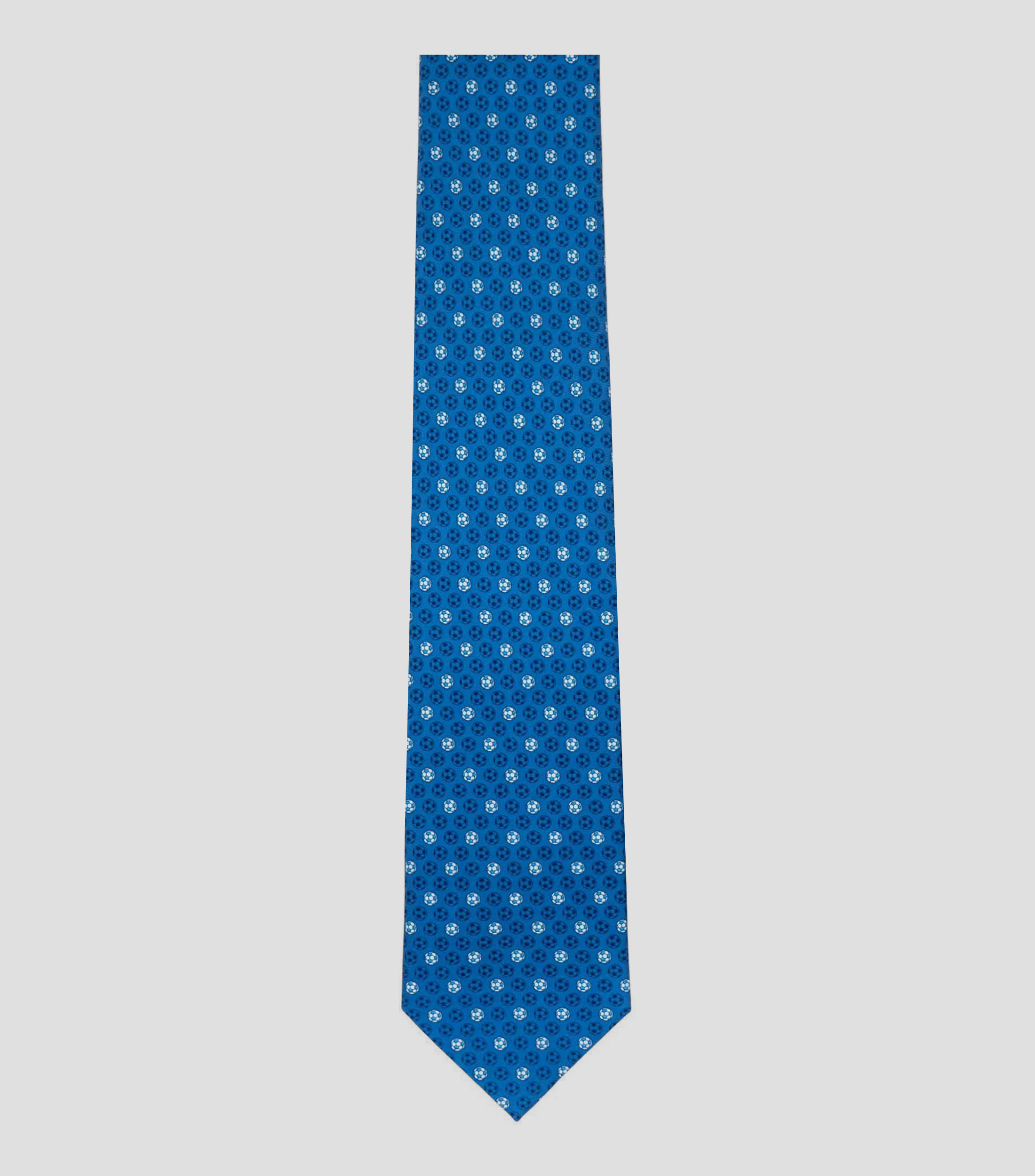 Corbata ancha de seda azul estampada