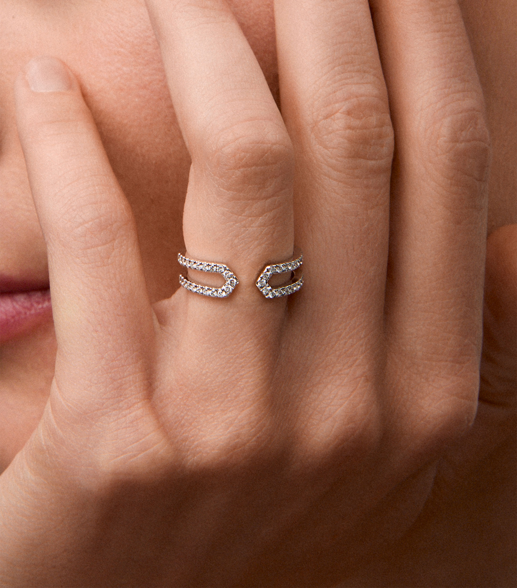 Anillo Hexágonos en Oro con diamantes Mujer