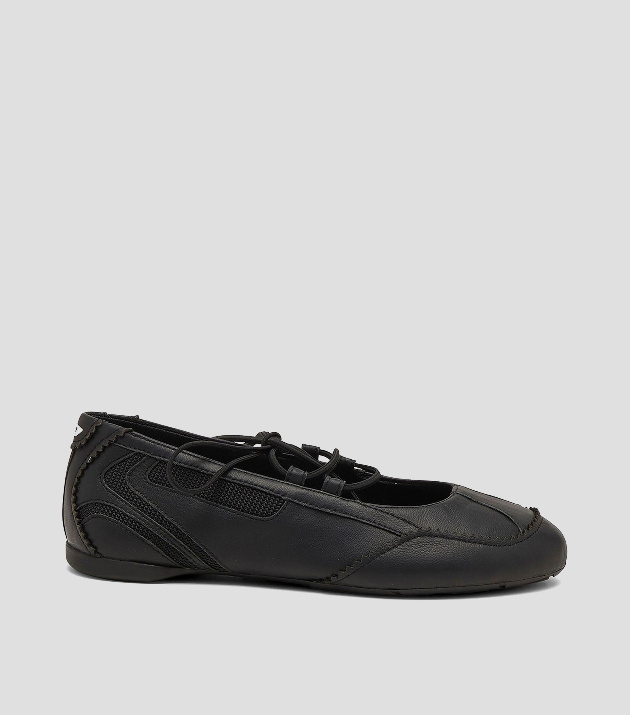Flats D-Mile en piel con cordones elásticos Mujer
