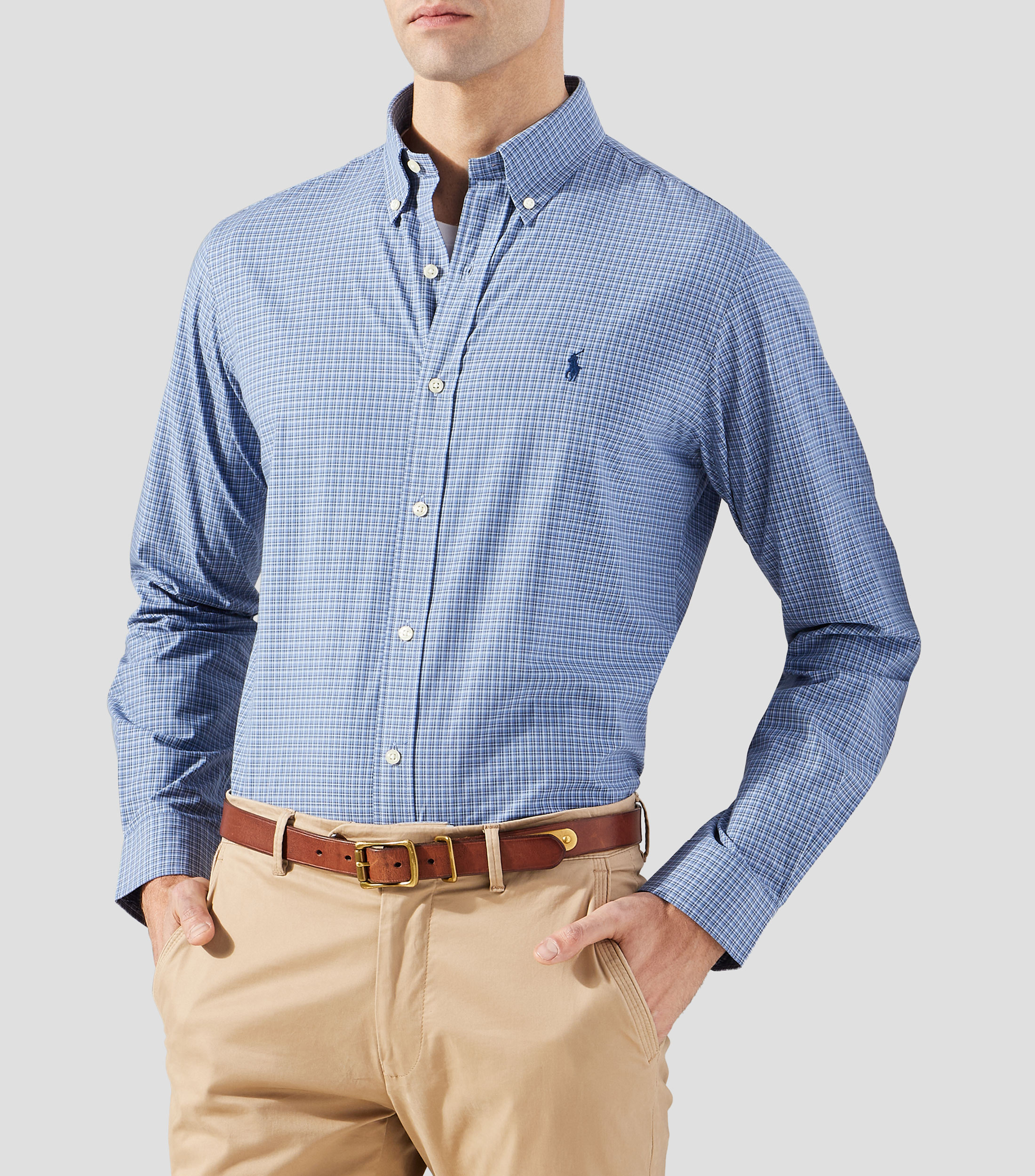 Camisa con cuadros manga larga Hombre