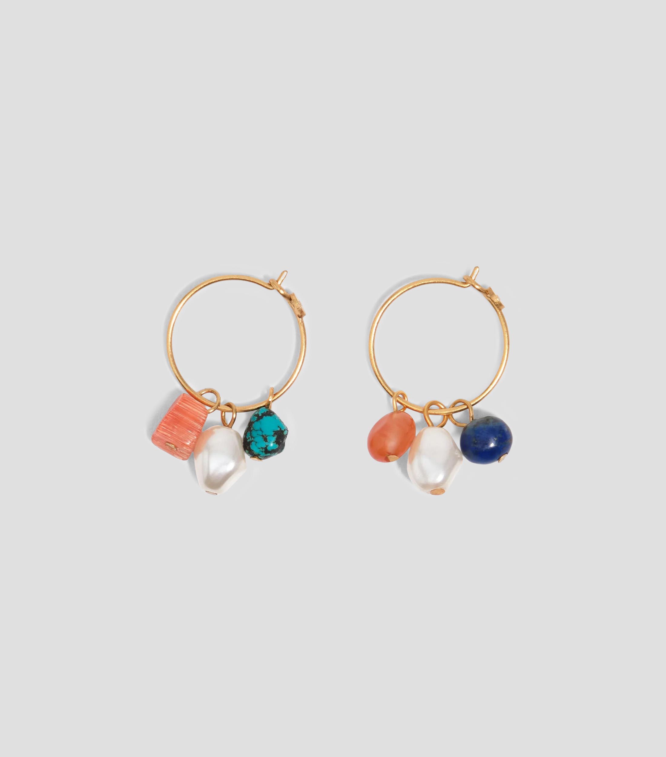 Aretes de aro con piedras y perla Mujer