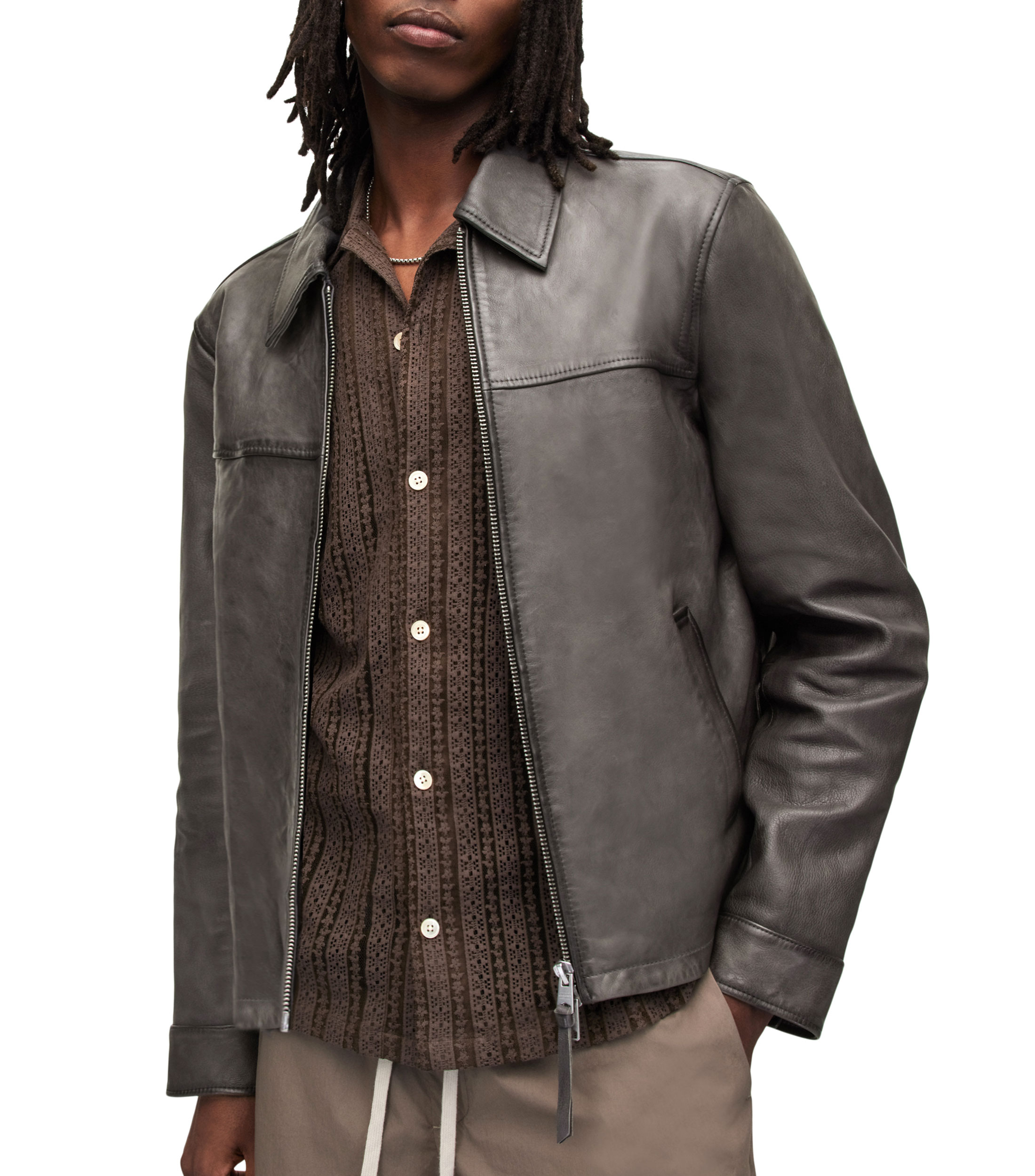 AllSaints Chamarra biker Adam de piel Hombre - El Palacio de Hierro