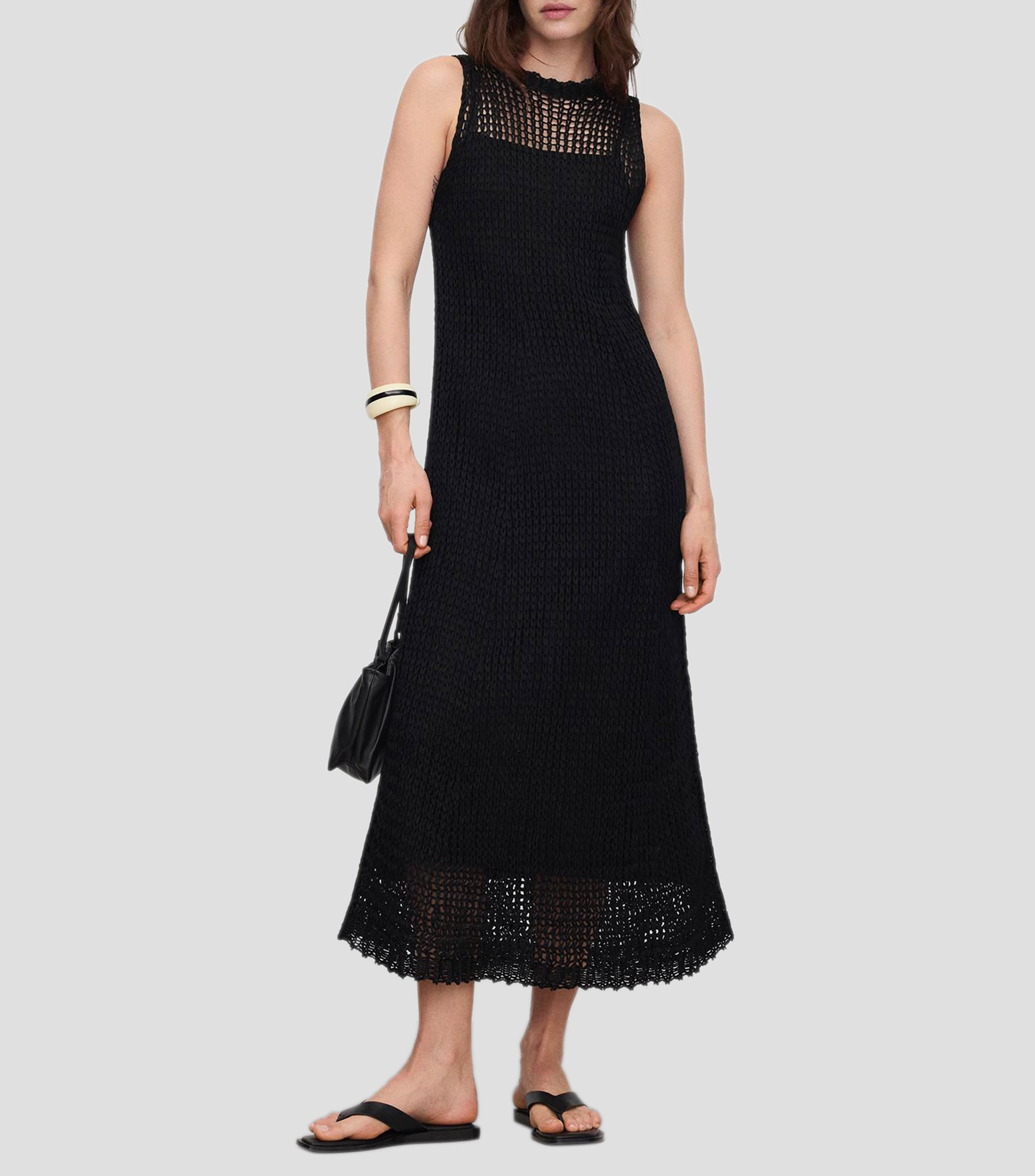 Vestido largo liso Mujer