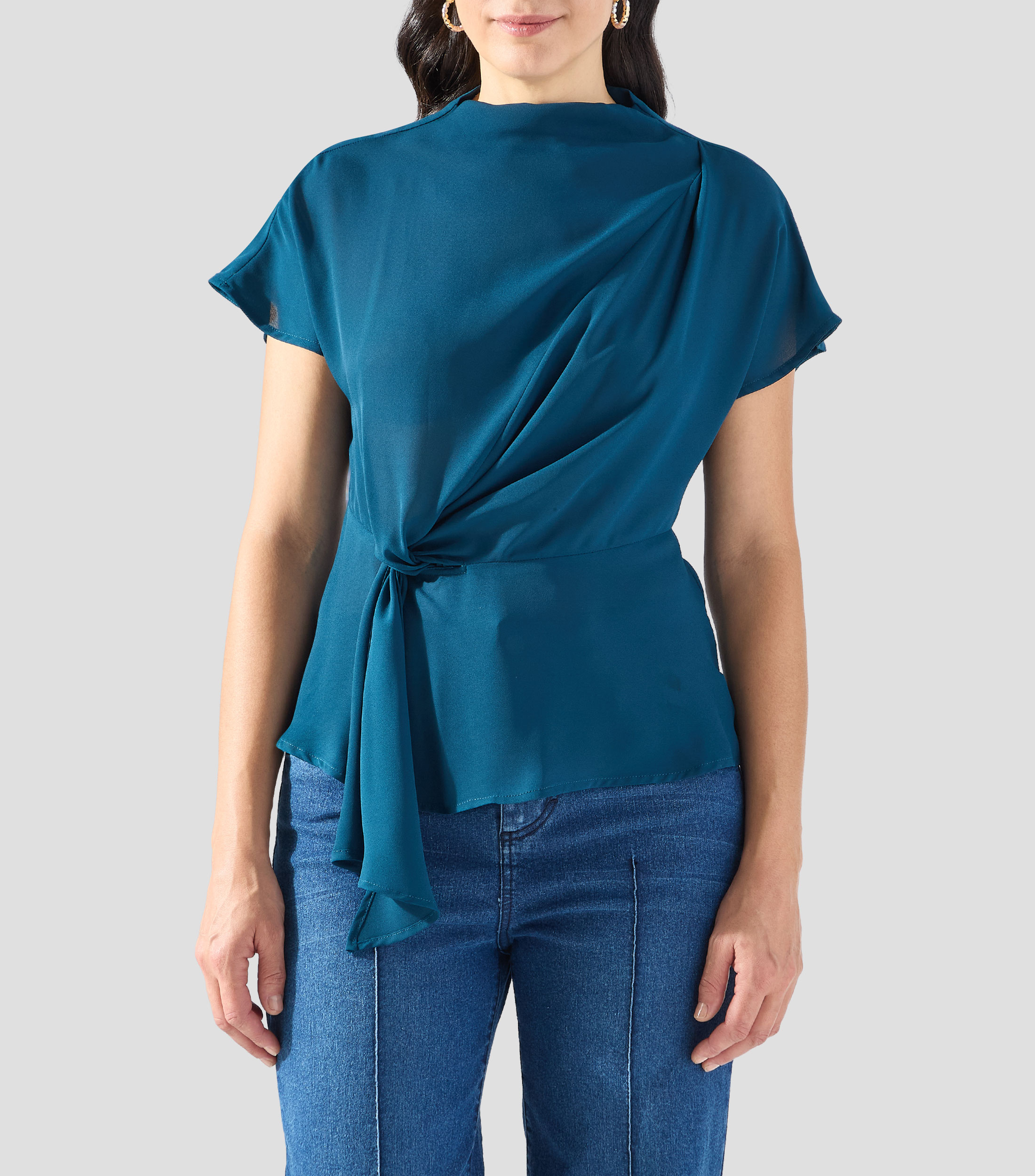 Blusa lisa manga corta Mujer