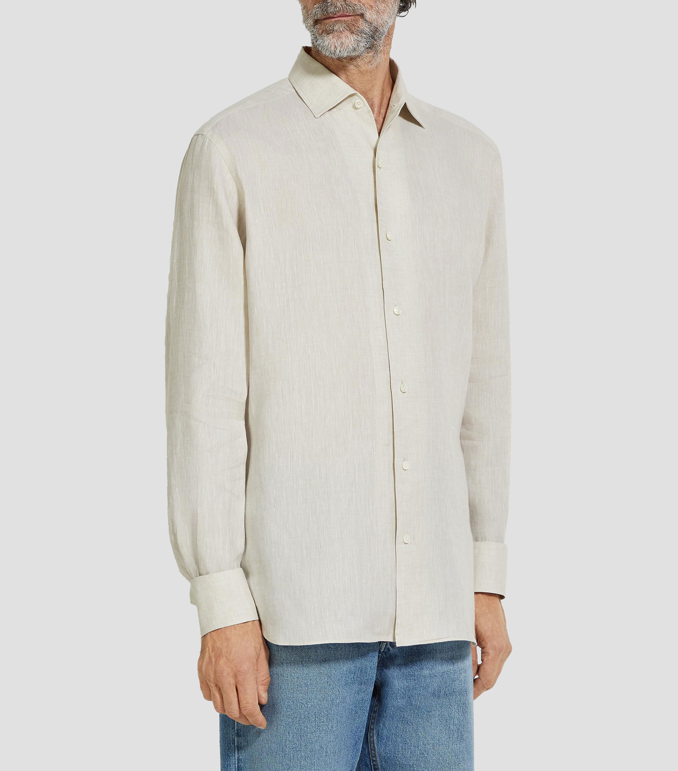 Camisa de lino con manga larga Hombre