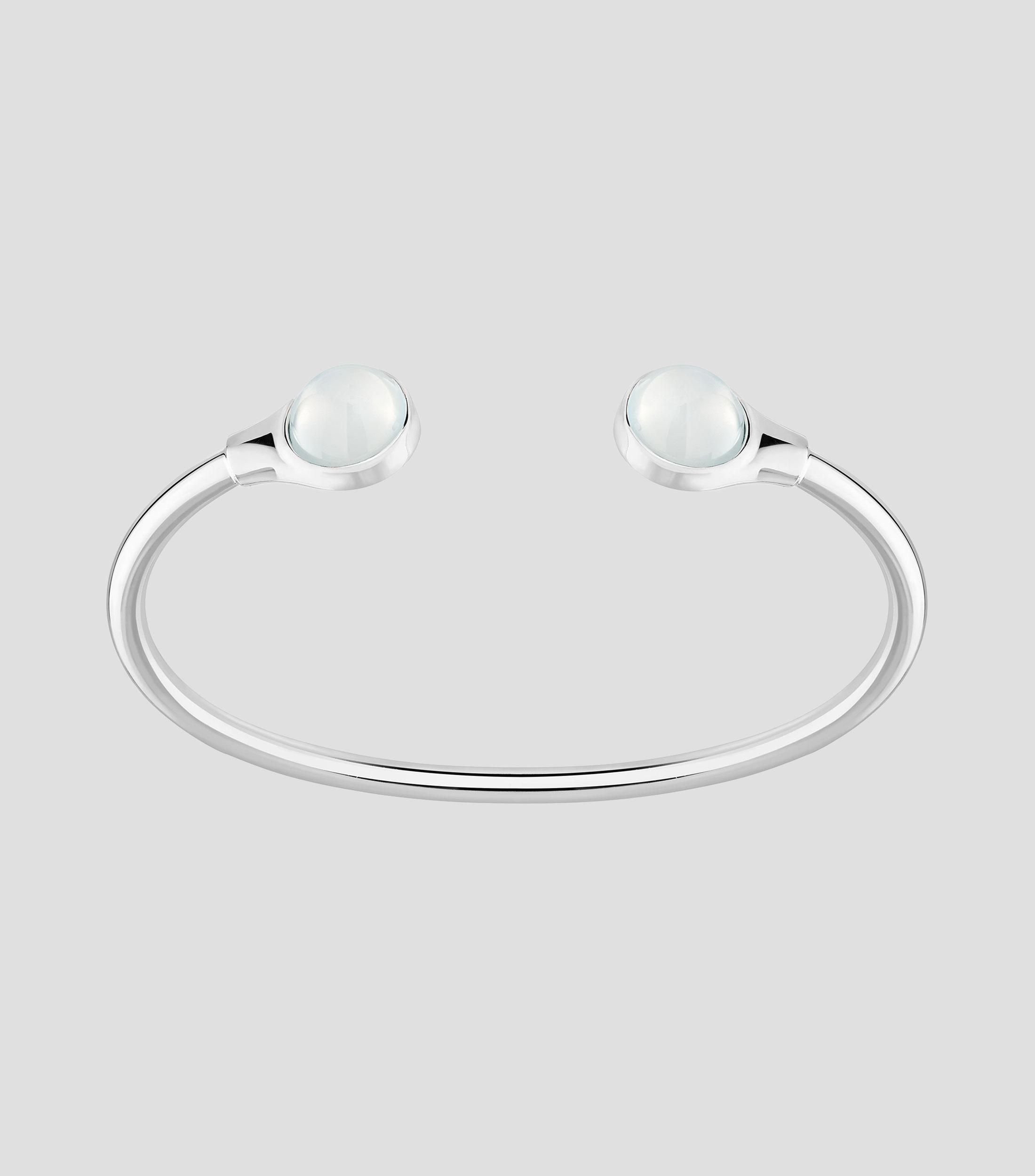 Brazalete abierto en plata con cristal Cabochon Mujer