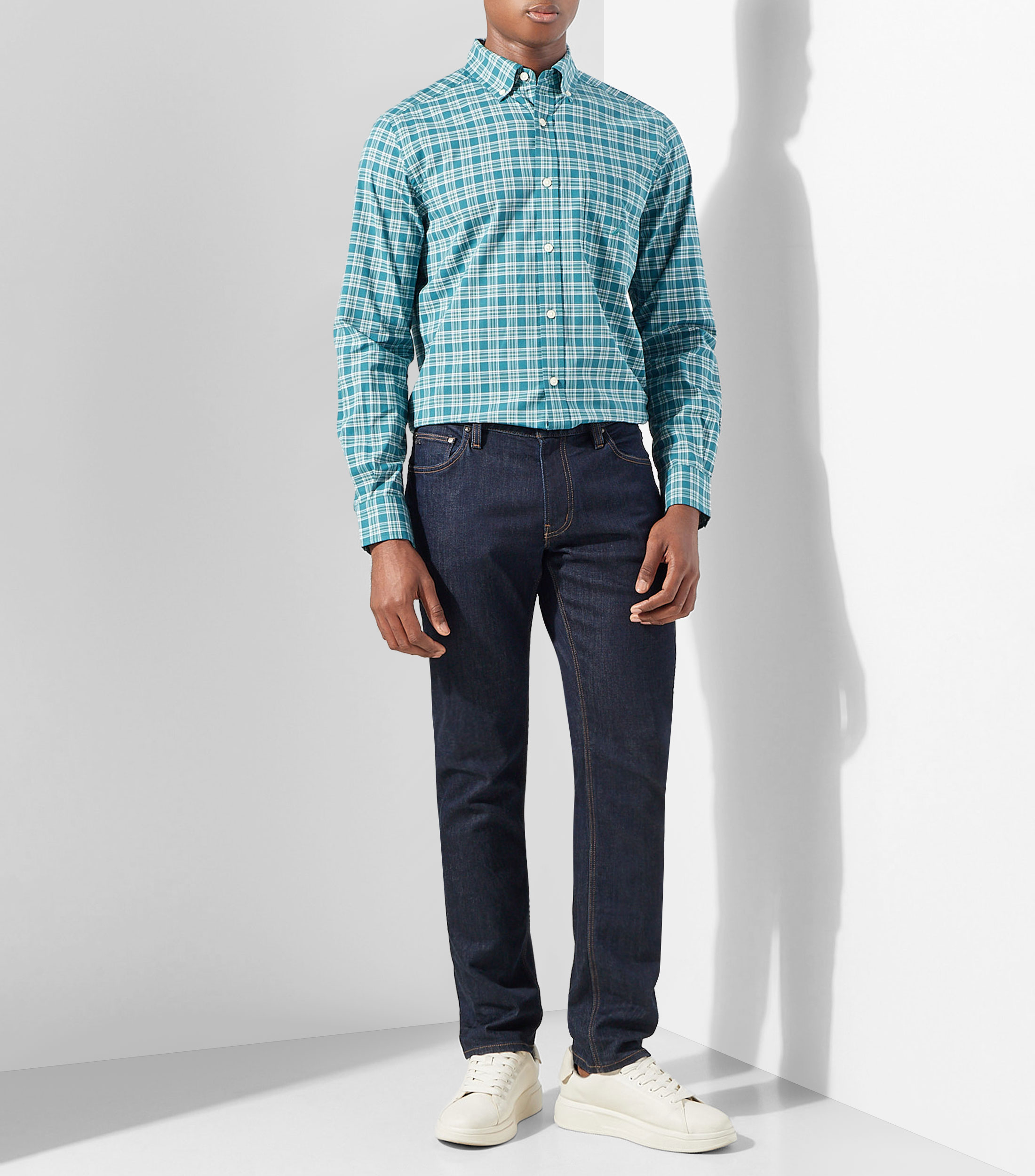 Camisa con cuadros manga larga Hombre