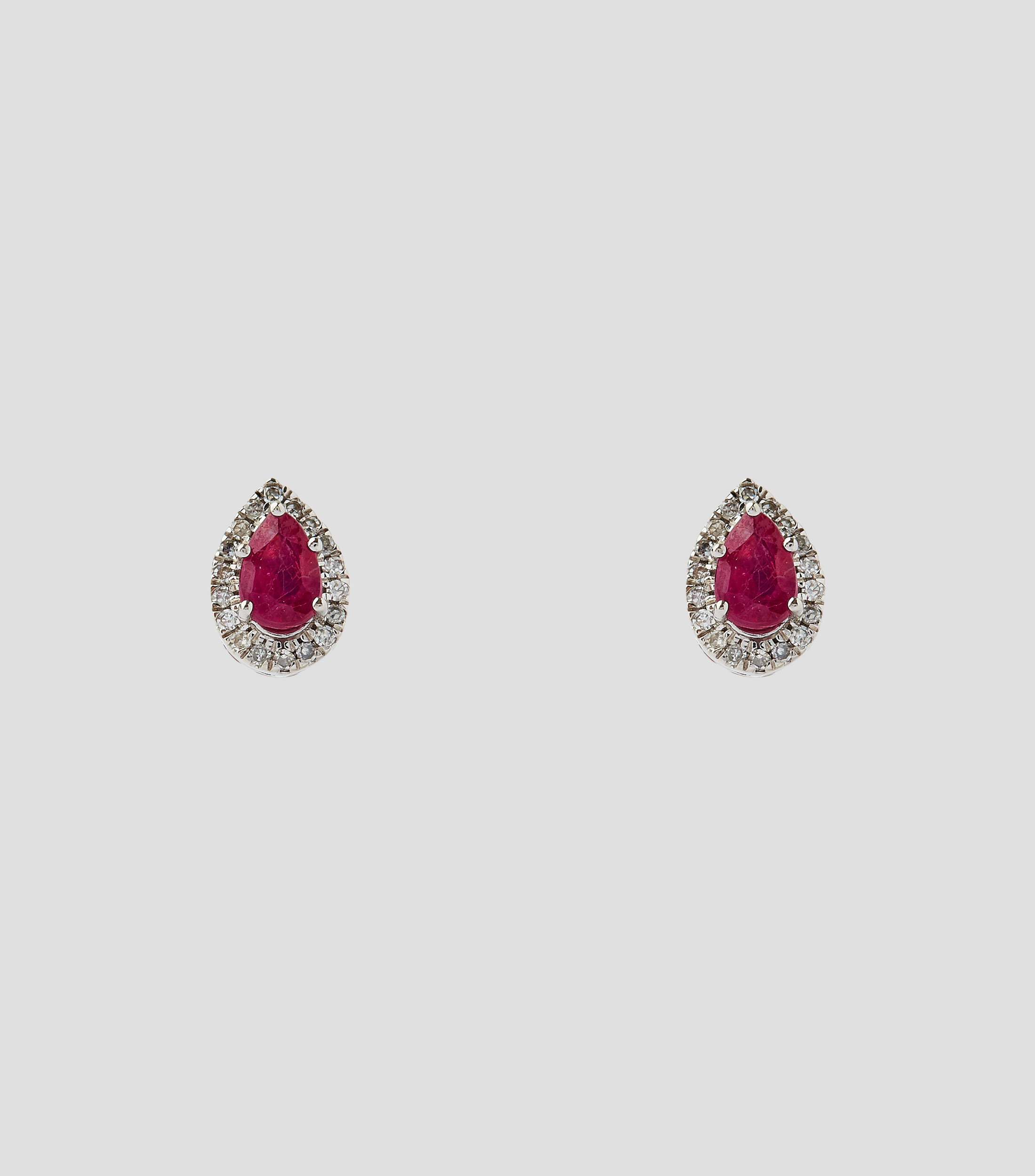 Aretes en Oro blanco de 18 Kilates con rubí Mujer