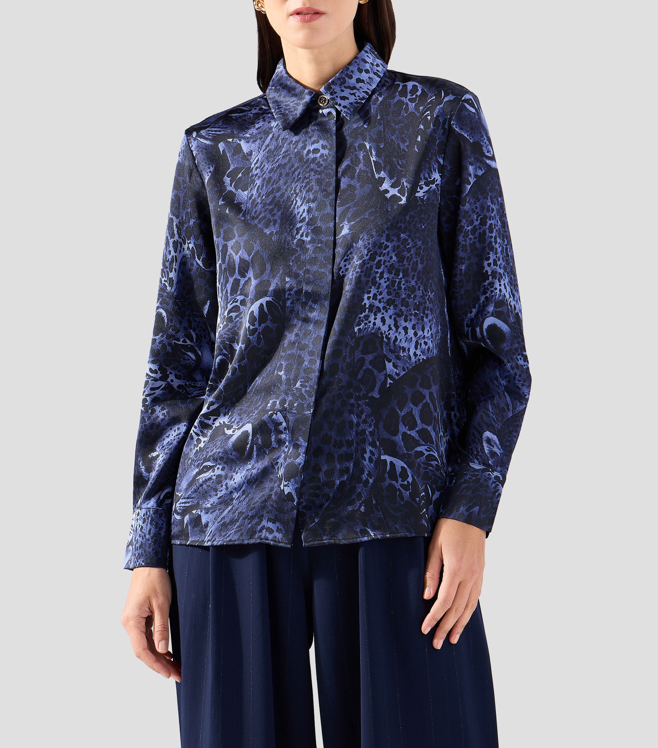 Camisa estampada manga larga Mujer