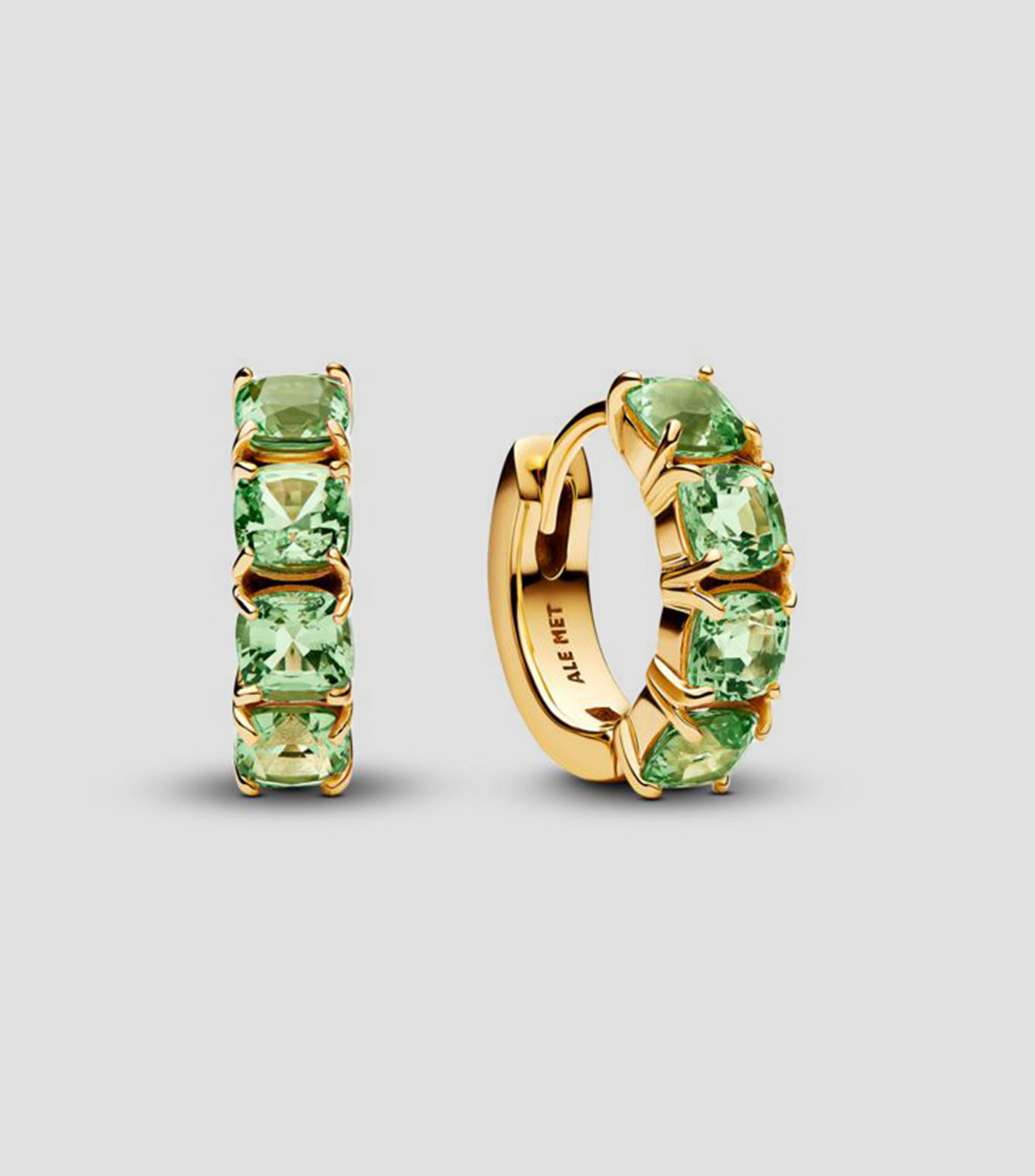 Aretes de Aro Verdes en plata Mujer