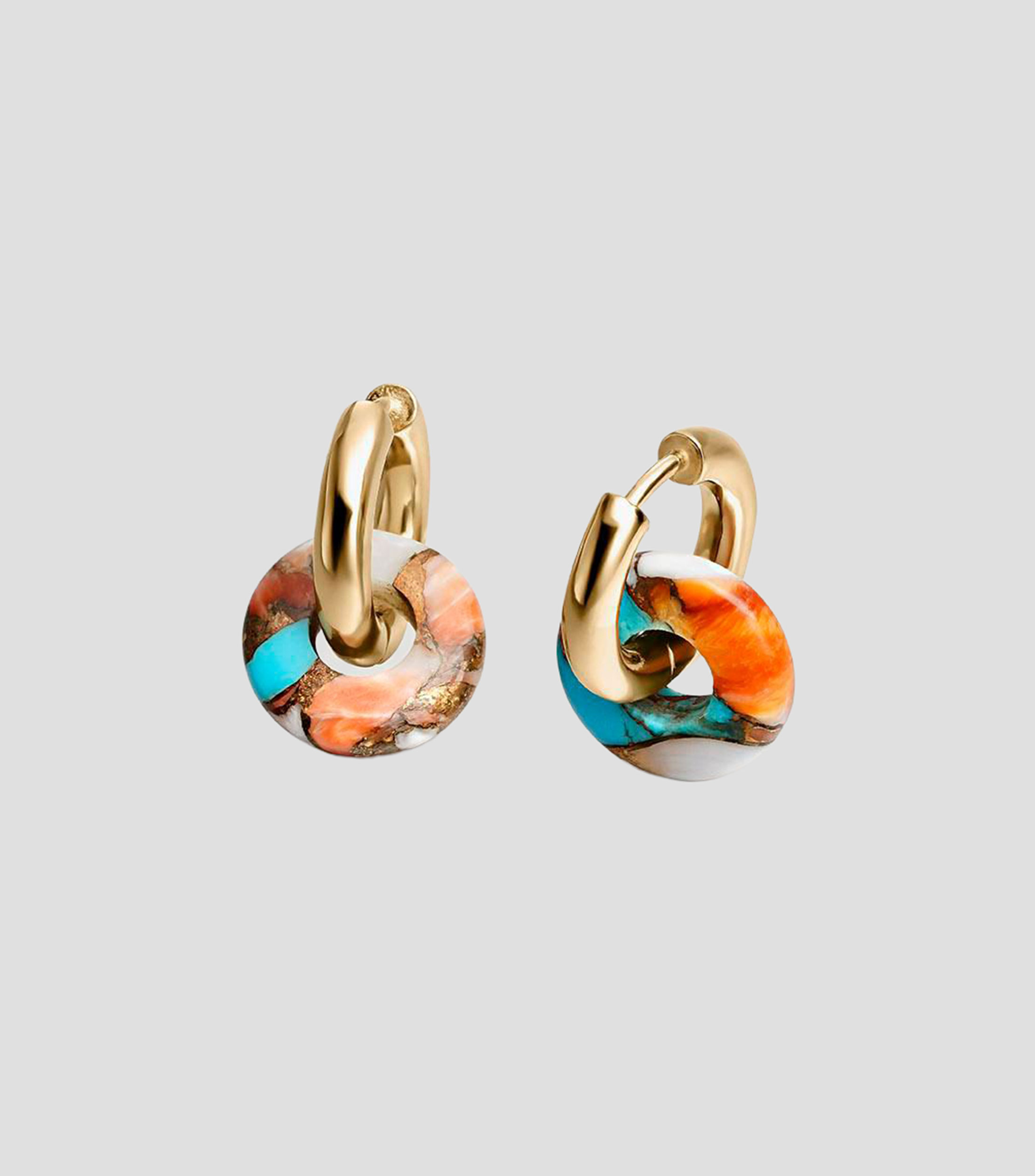 Pendientes de aro mediano en plata .925 con turquesa multicolor Minn Mujer