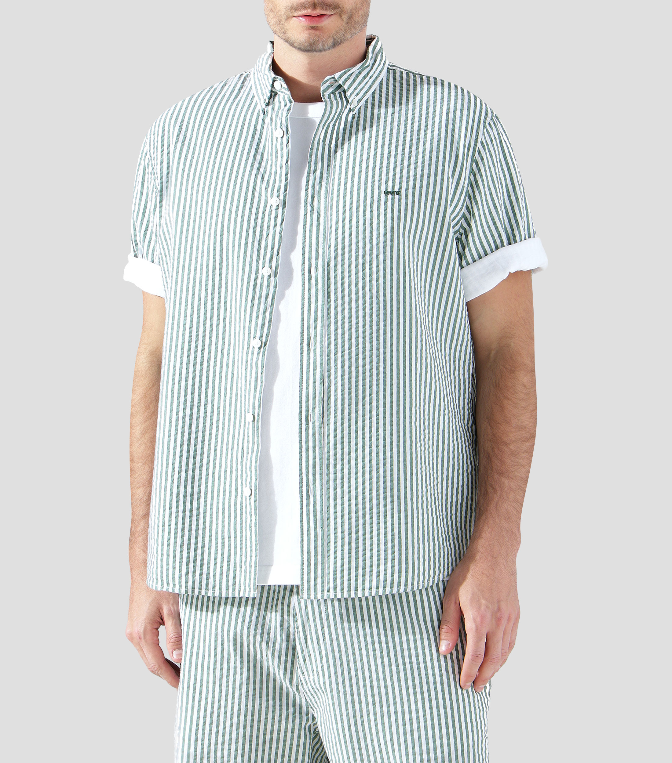 Camisa rayas manga corta Hombre