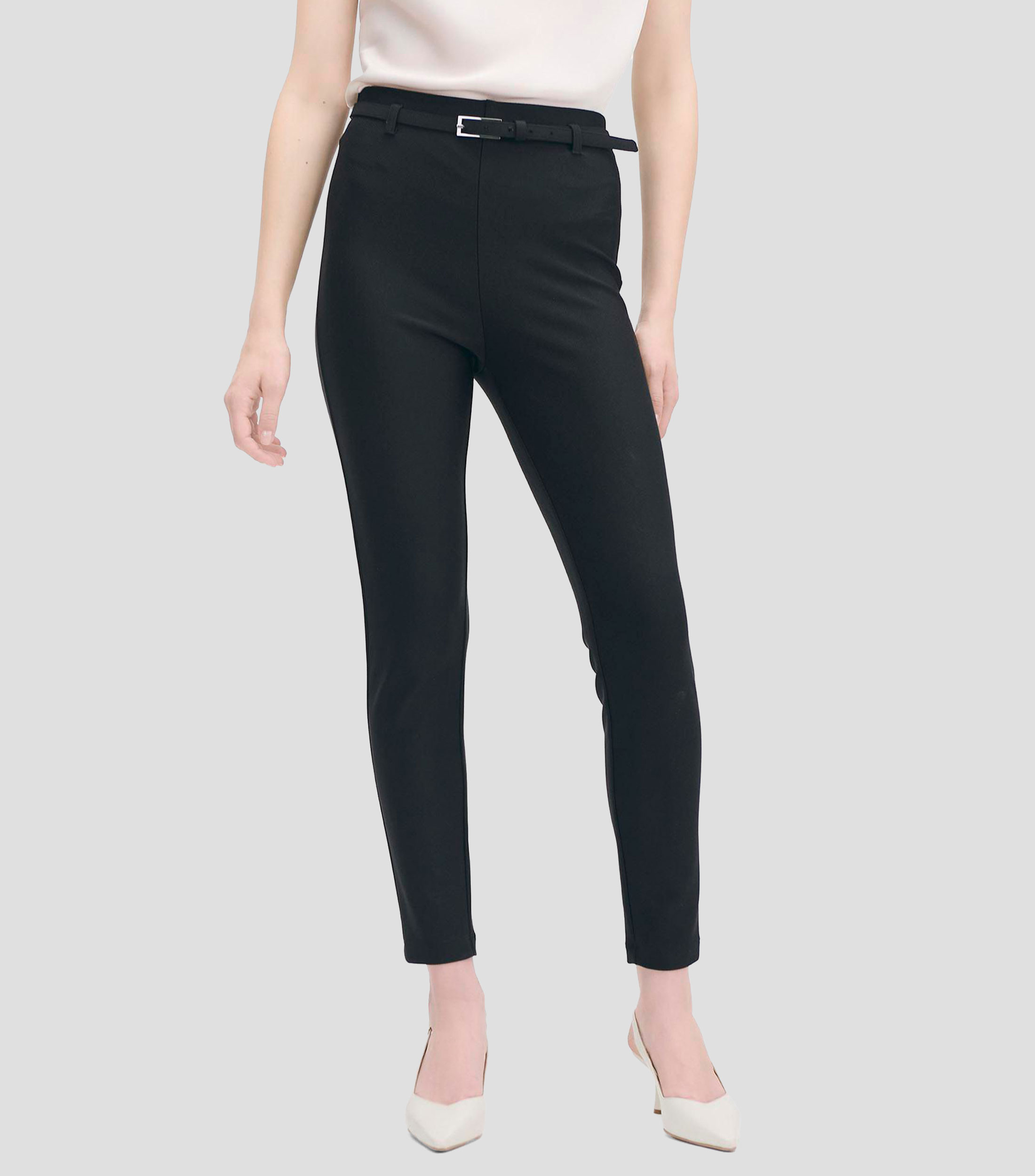 Leggings tiro alto con cinturón Mujer