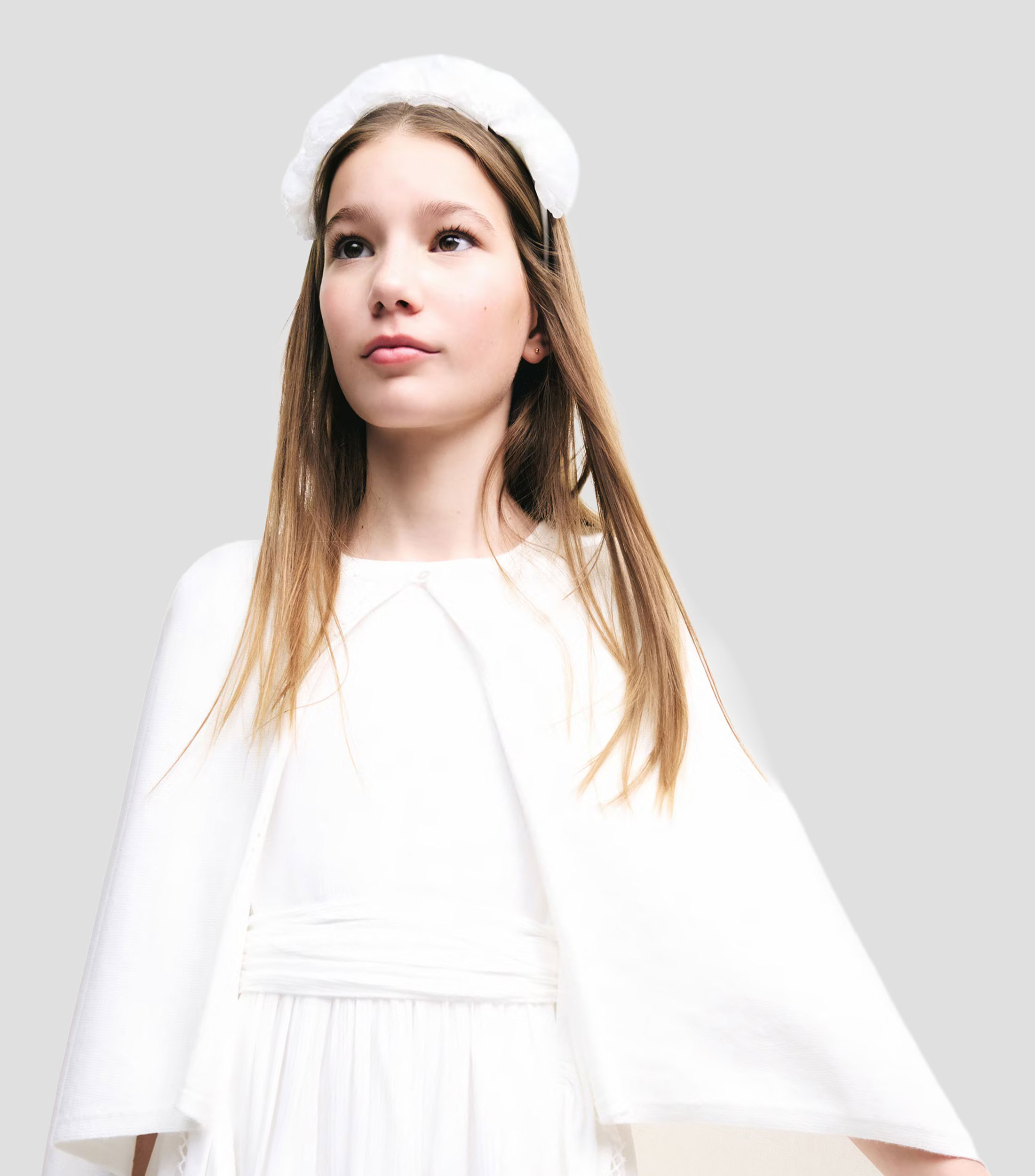 Diadema blanco con flores Niña