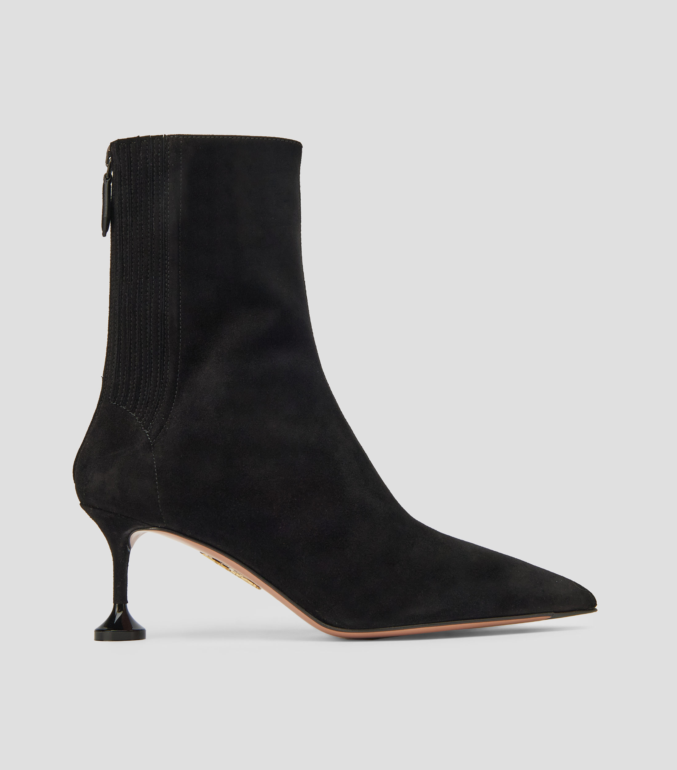 Botas cortas en piel con tacón medio redondo Mujer