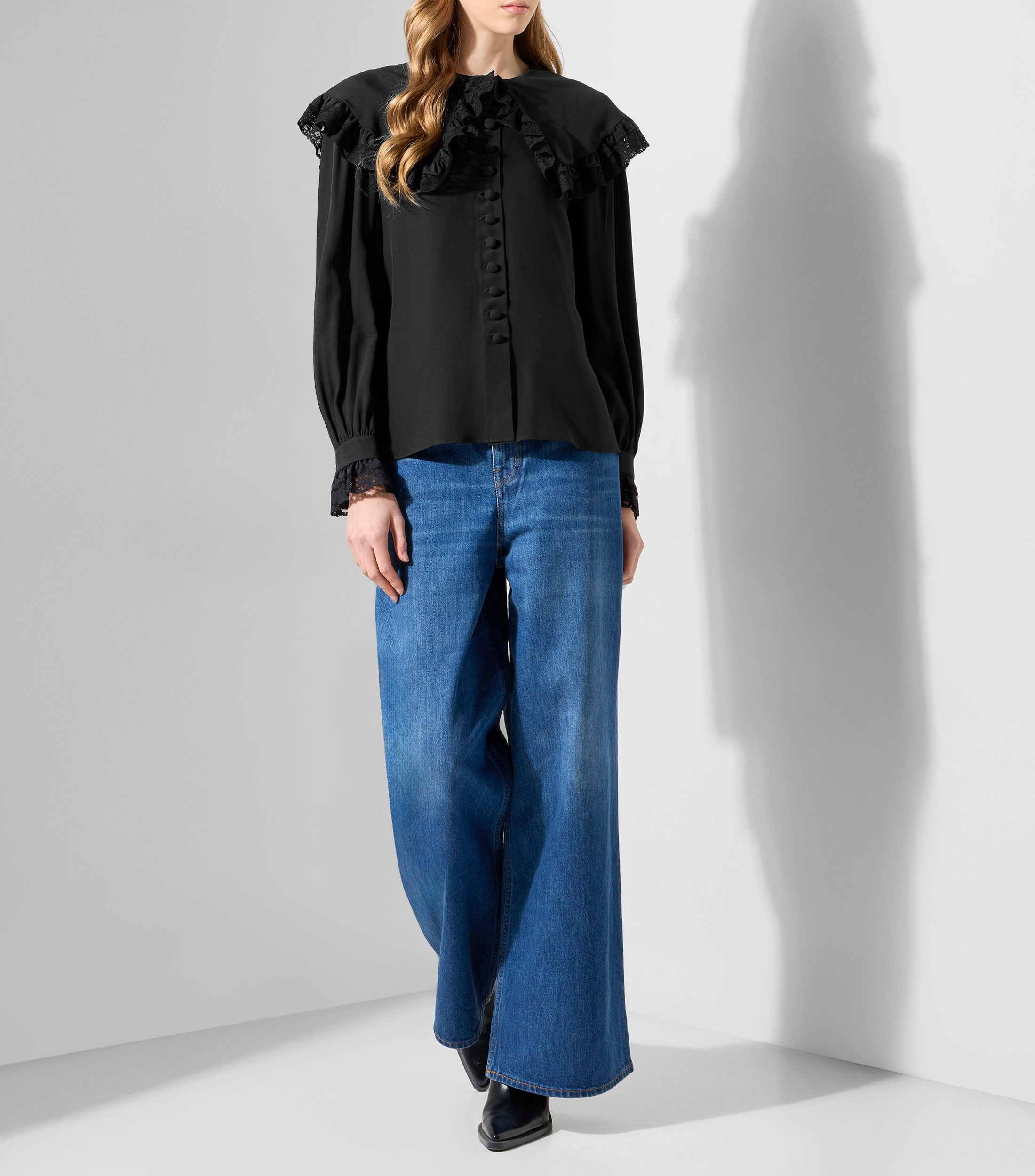 Blusa lisa manga larga Mujer