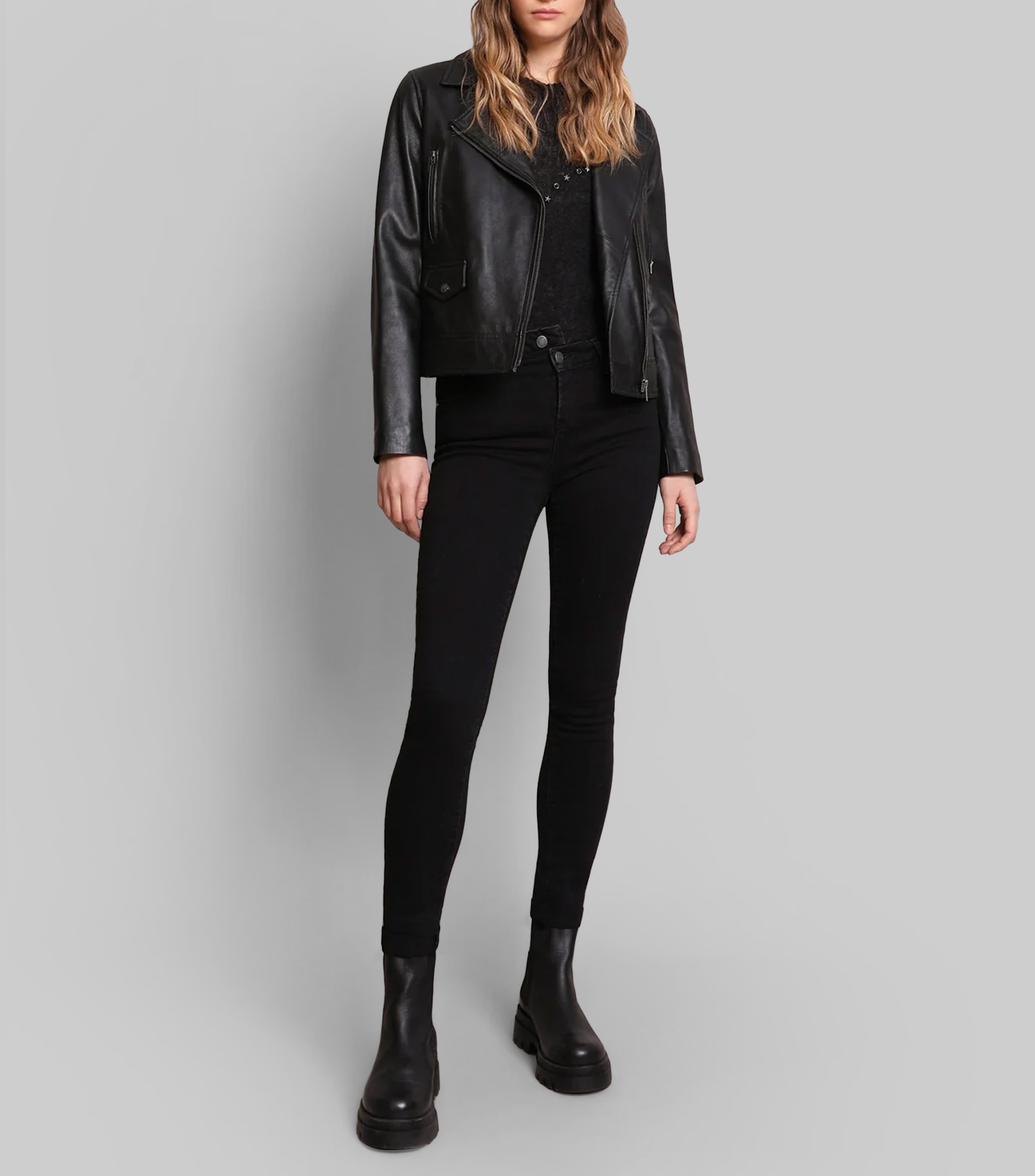 Chamarra Biker de Piel Mujer