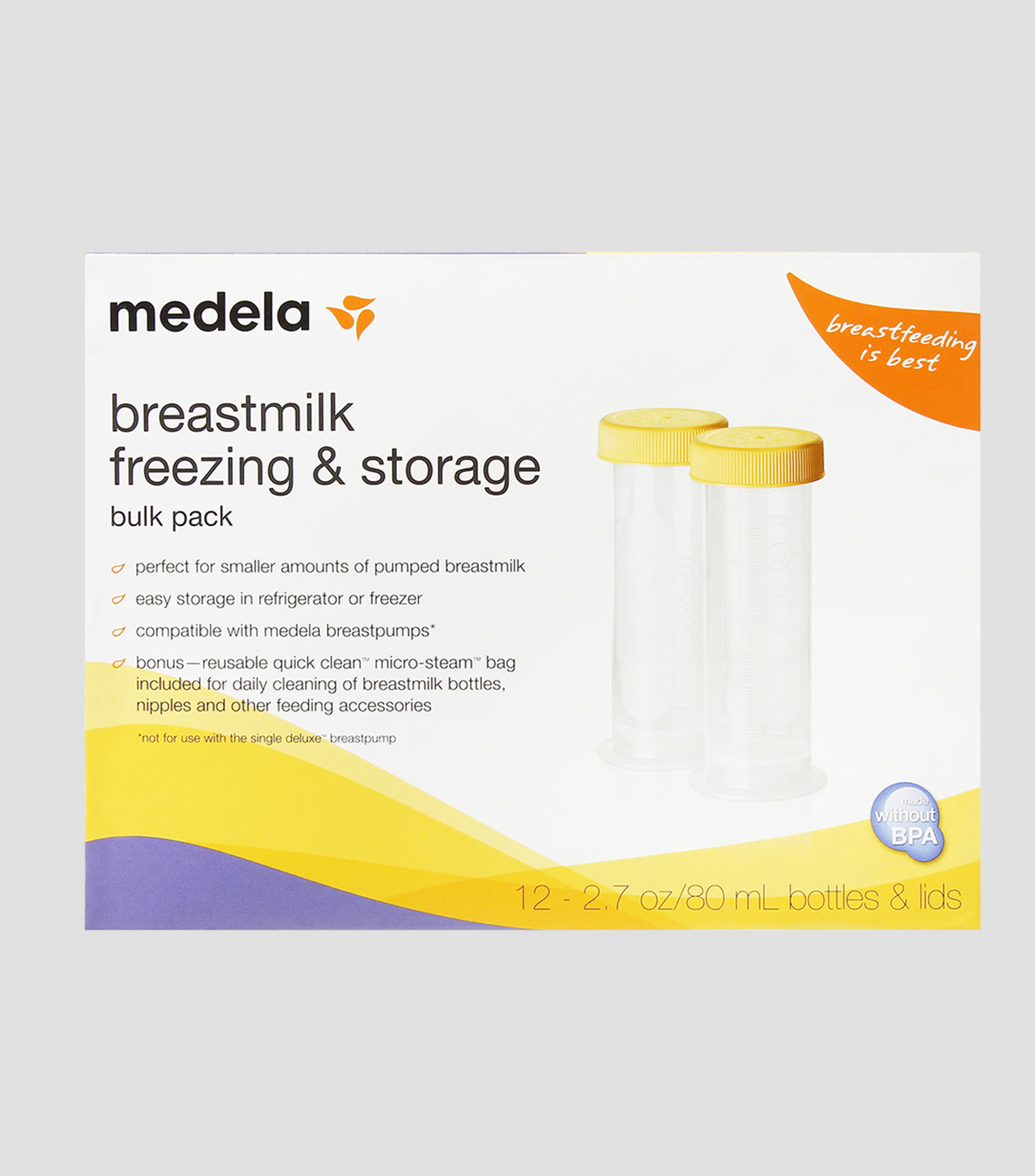 Set 12 botellas de almacenamiento y congelacion para Leche Materna de 80 ml