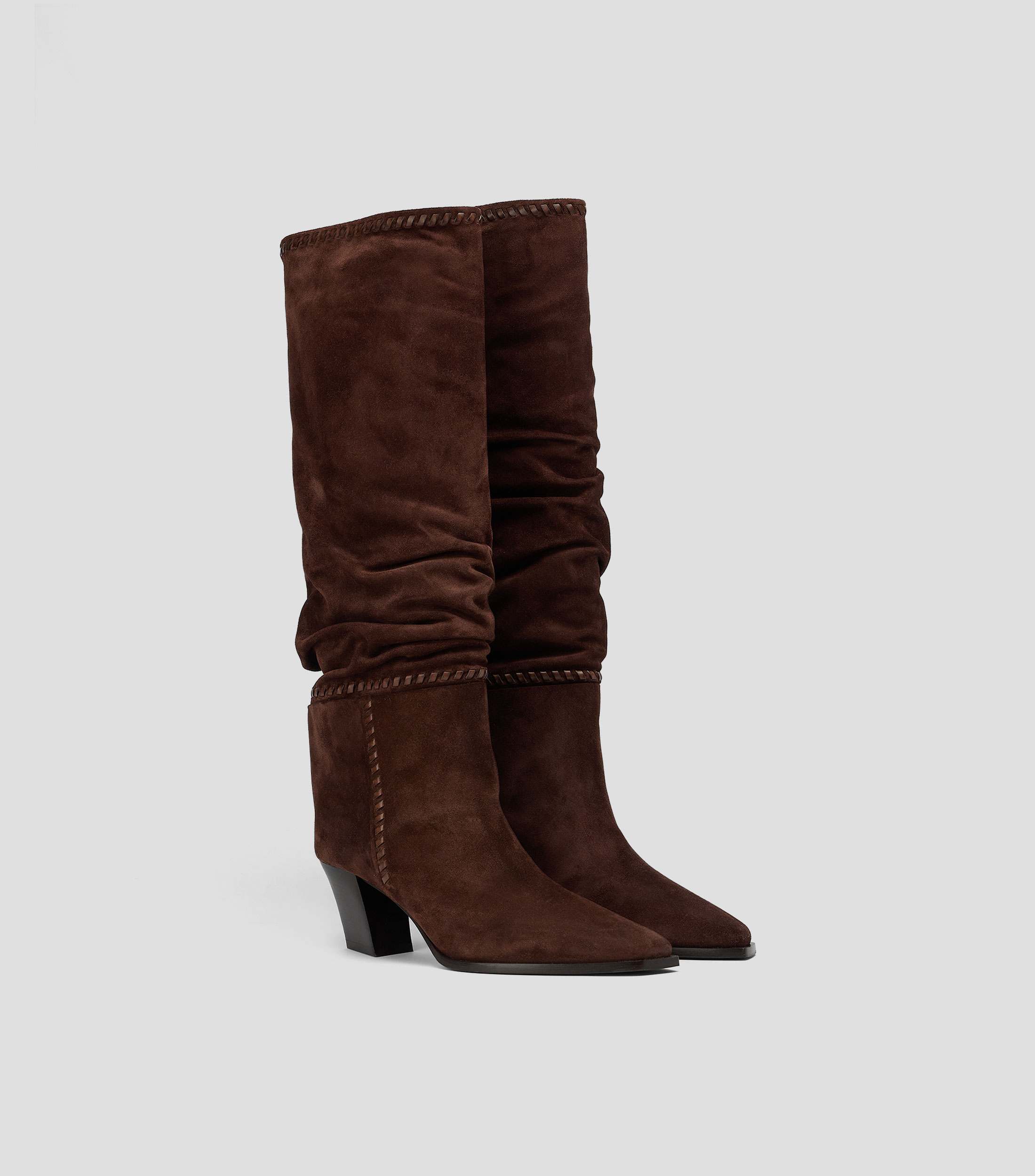 Botas vaqueras largas Hart en piel con tacón bajo ancho Mujer