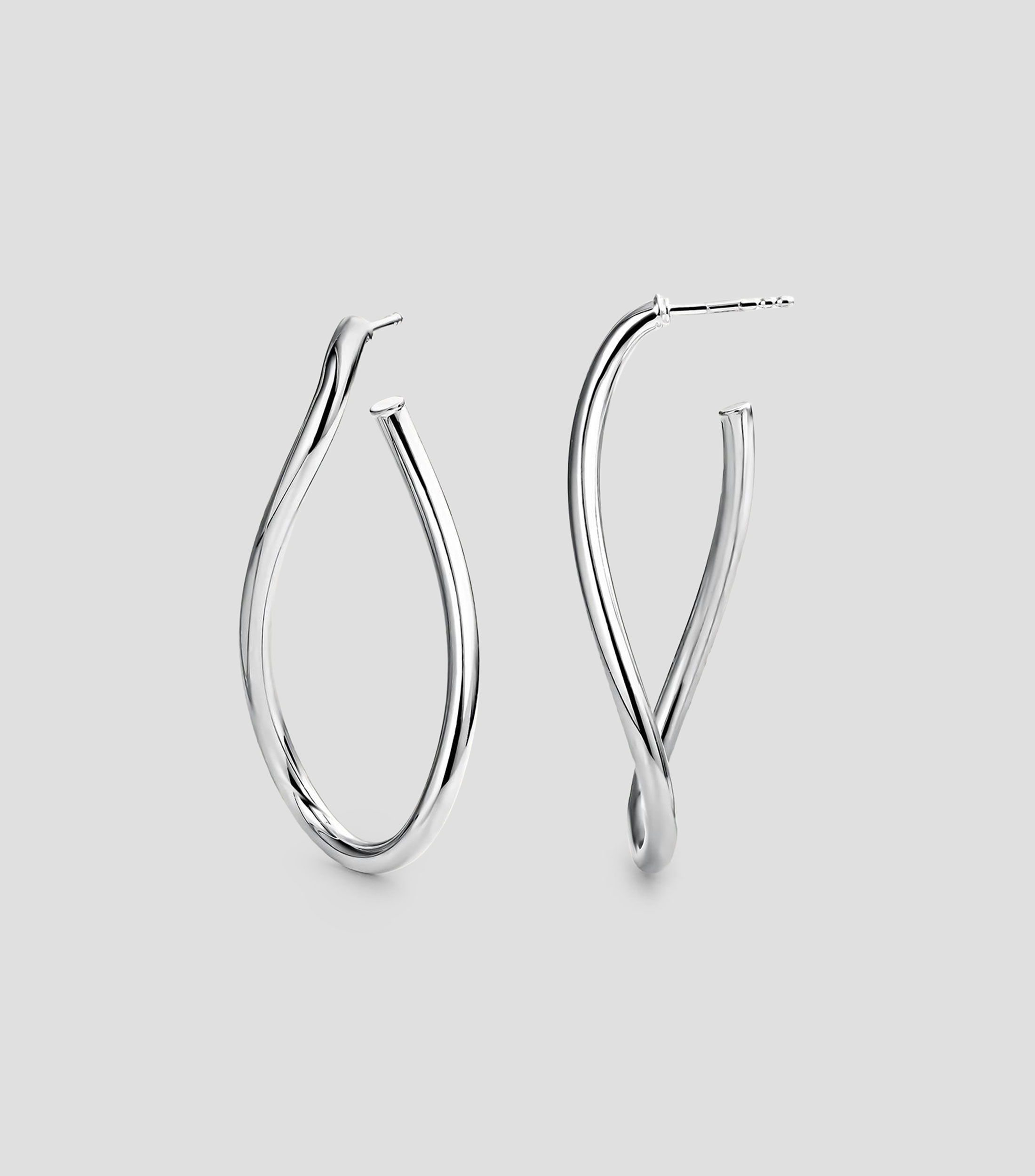 Pendientes de aro en plata .925 de forma ondulada Hooped Earrings Mujer