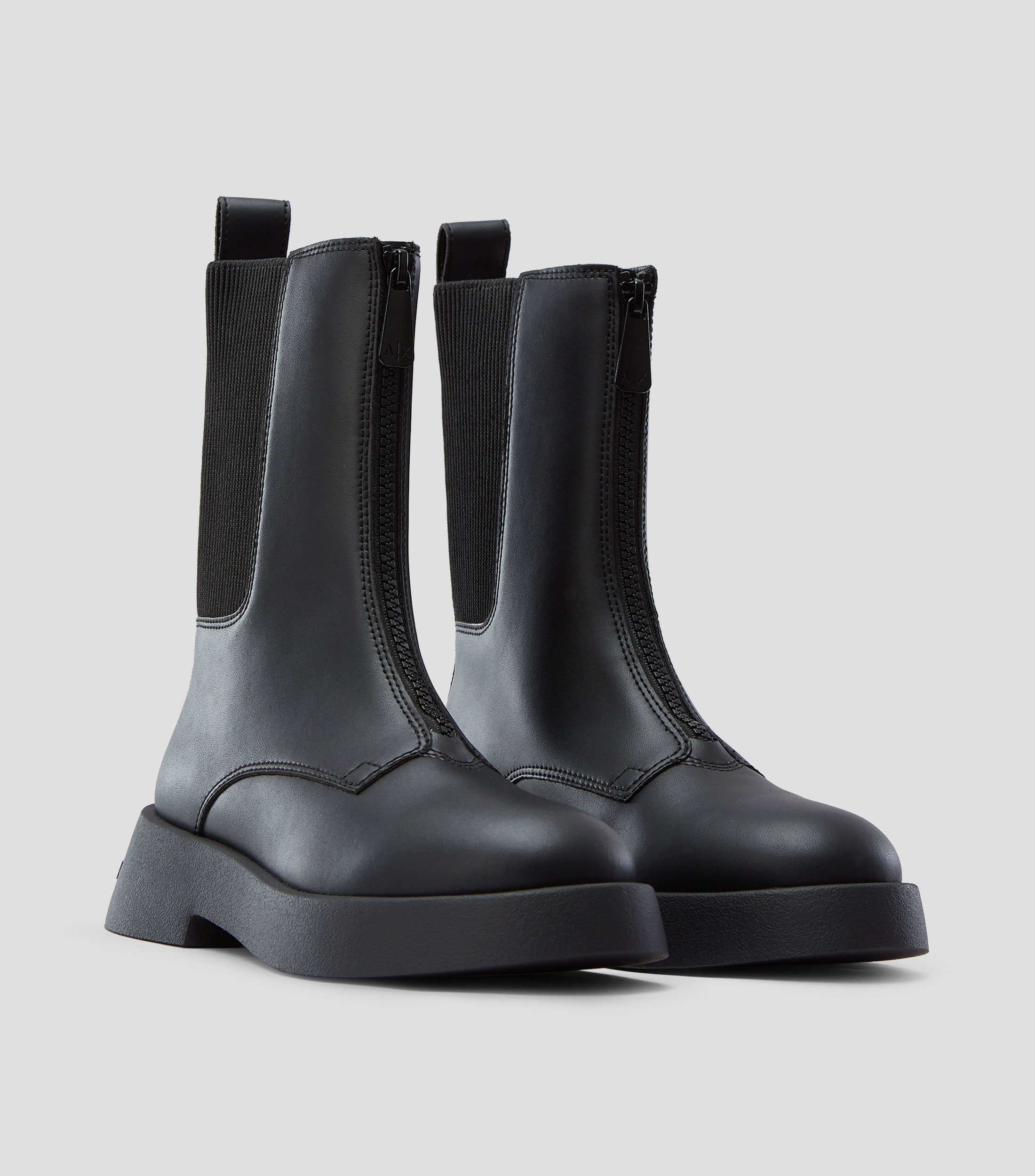 Botines en Piel con Tacón Bajo Media Luna Mujer