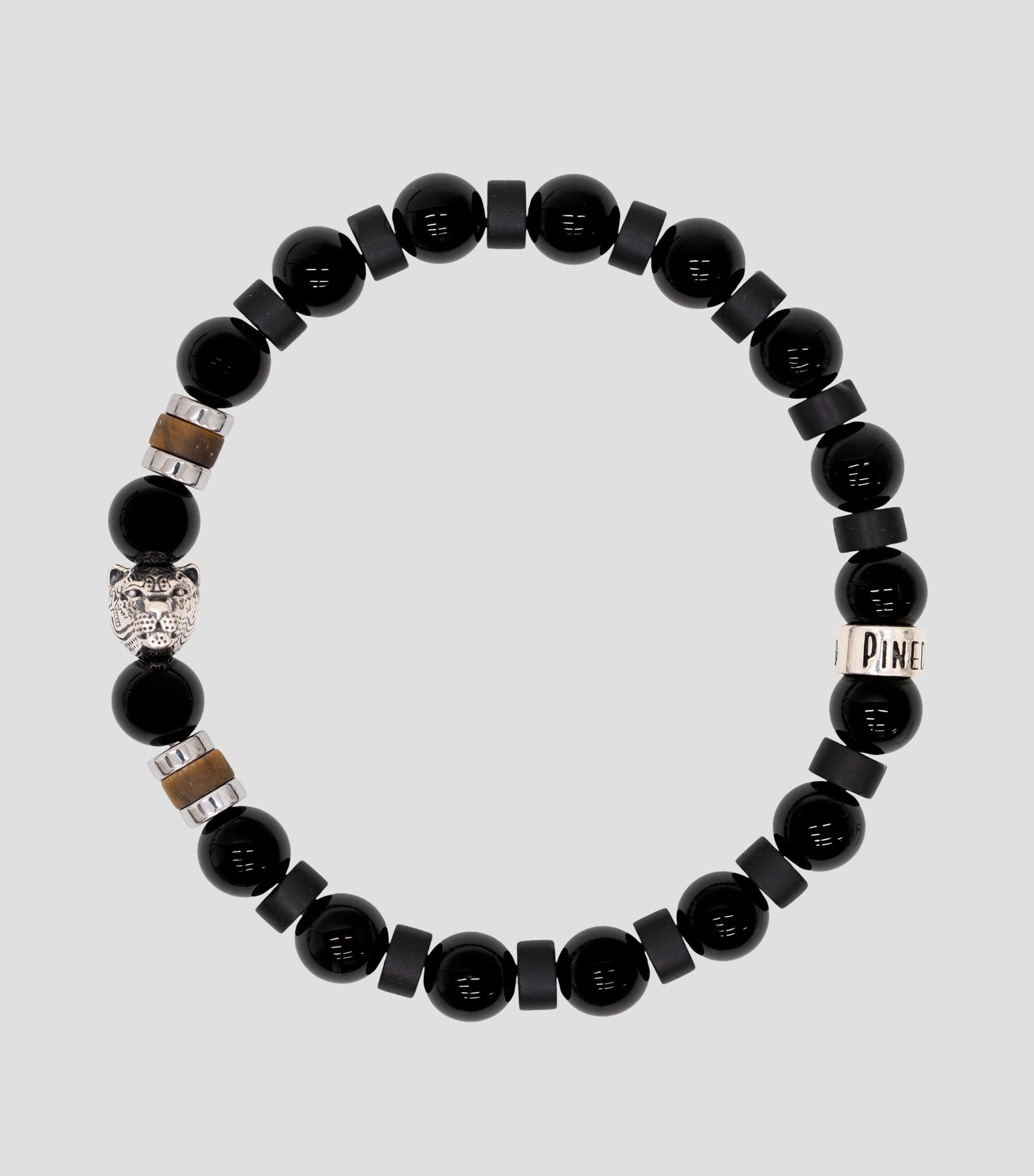 Brazalete con ónix, ojo de tigre, hematita y obsidiana mate Hombre