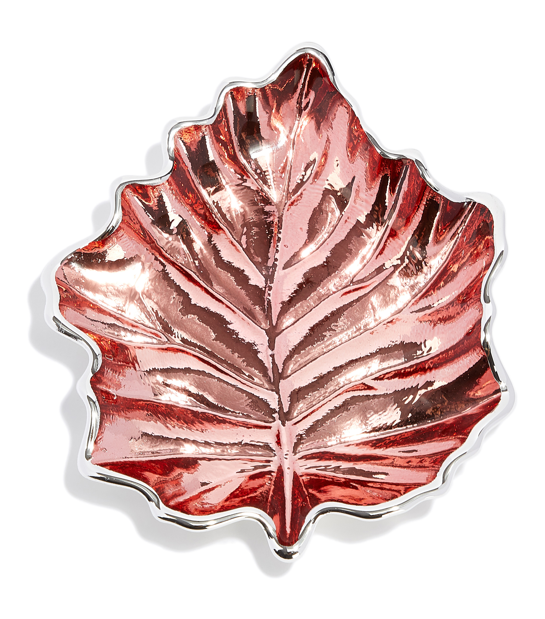 Centro Decorativo Hoja Roja en plata