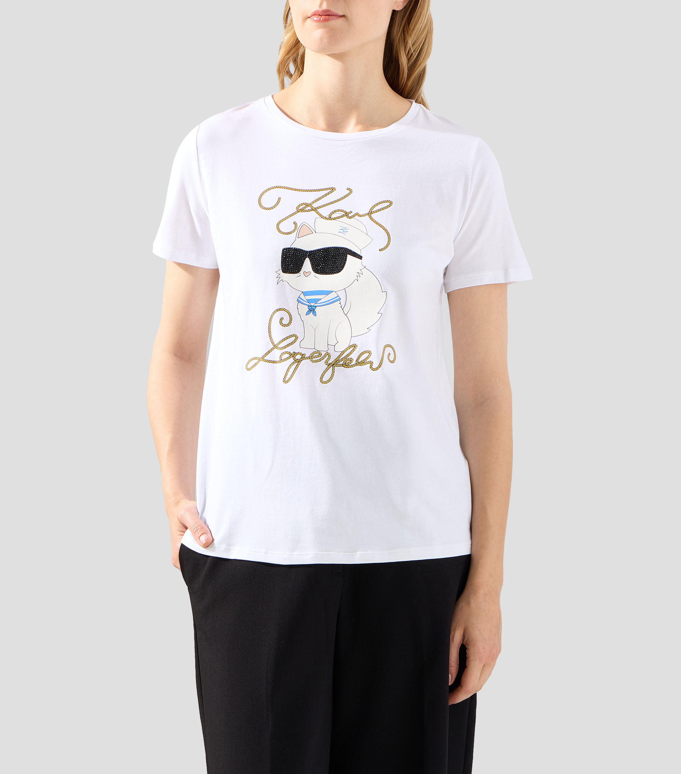 Playera cuello redondo manga corta estampada Mujer