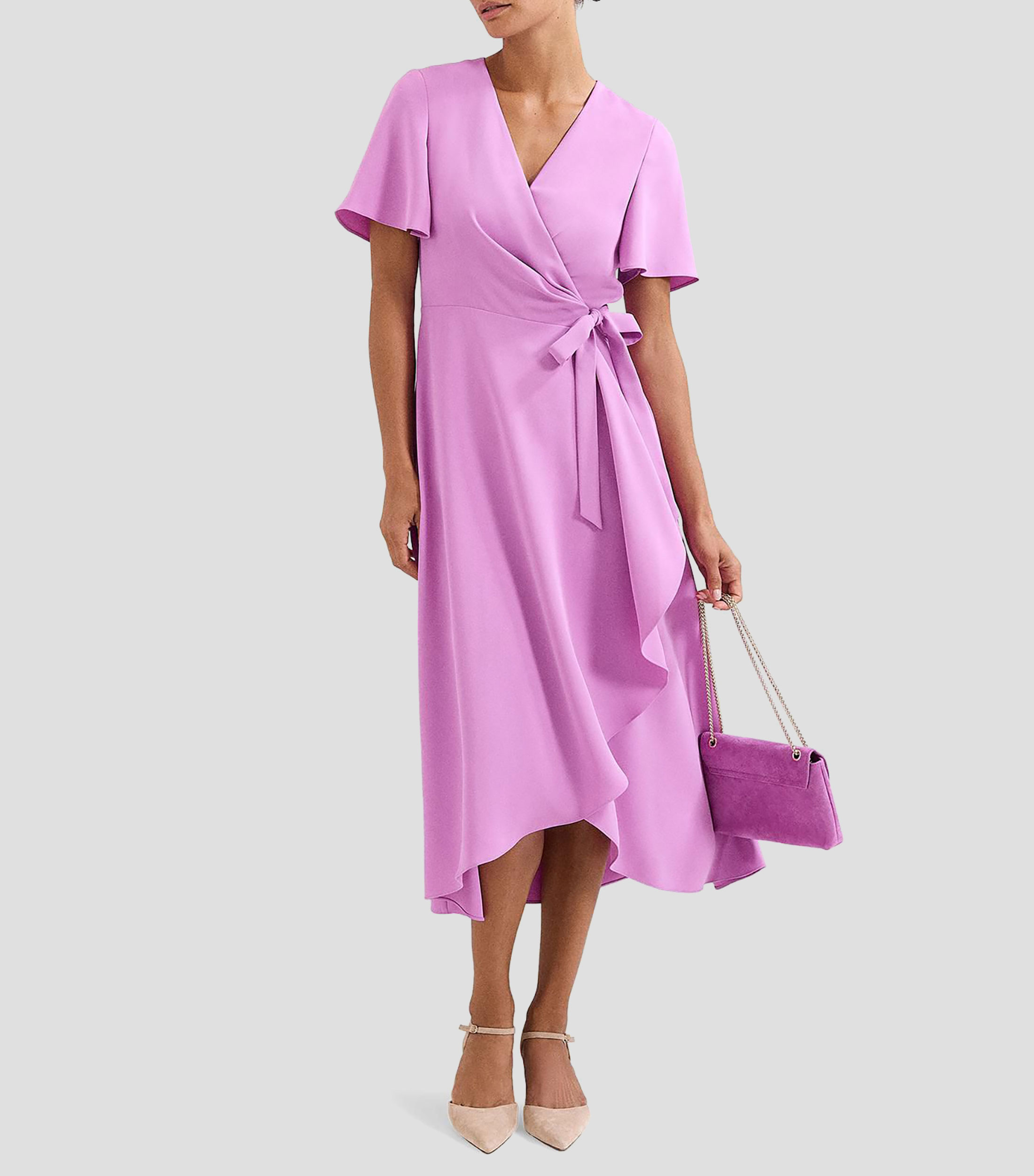 Vestido midi liso Mujer