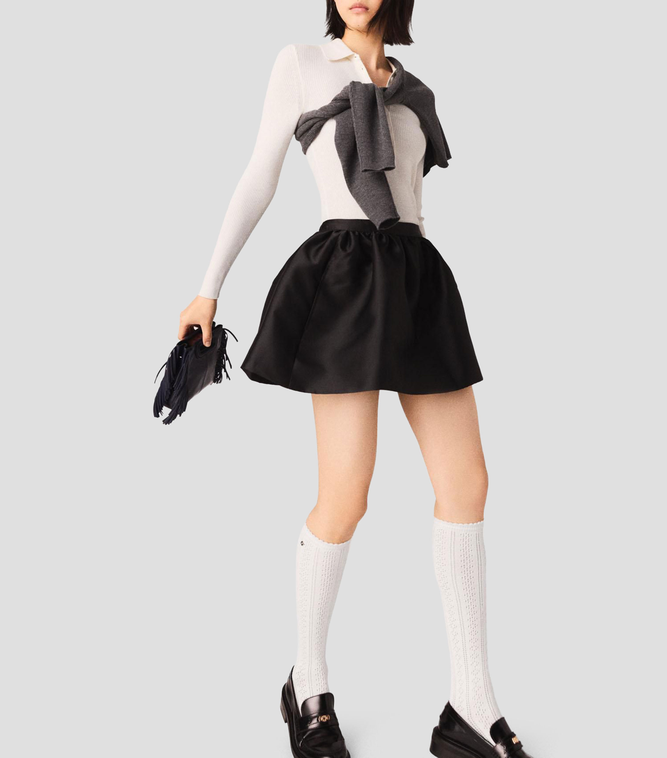 Falda corta corte A liso Mujer