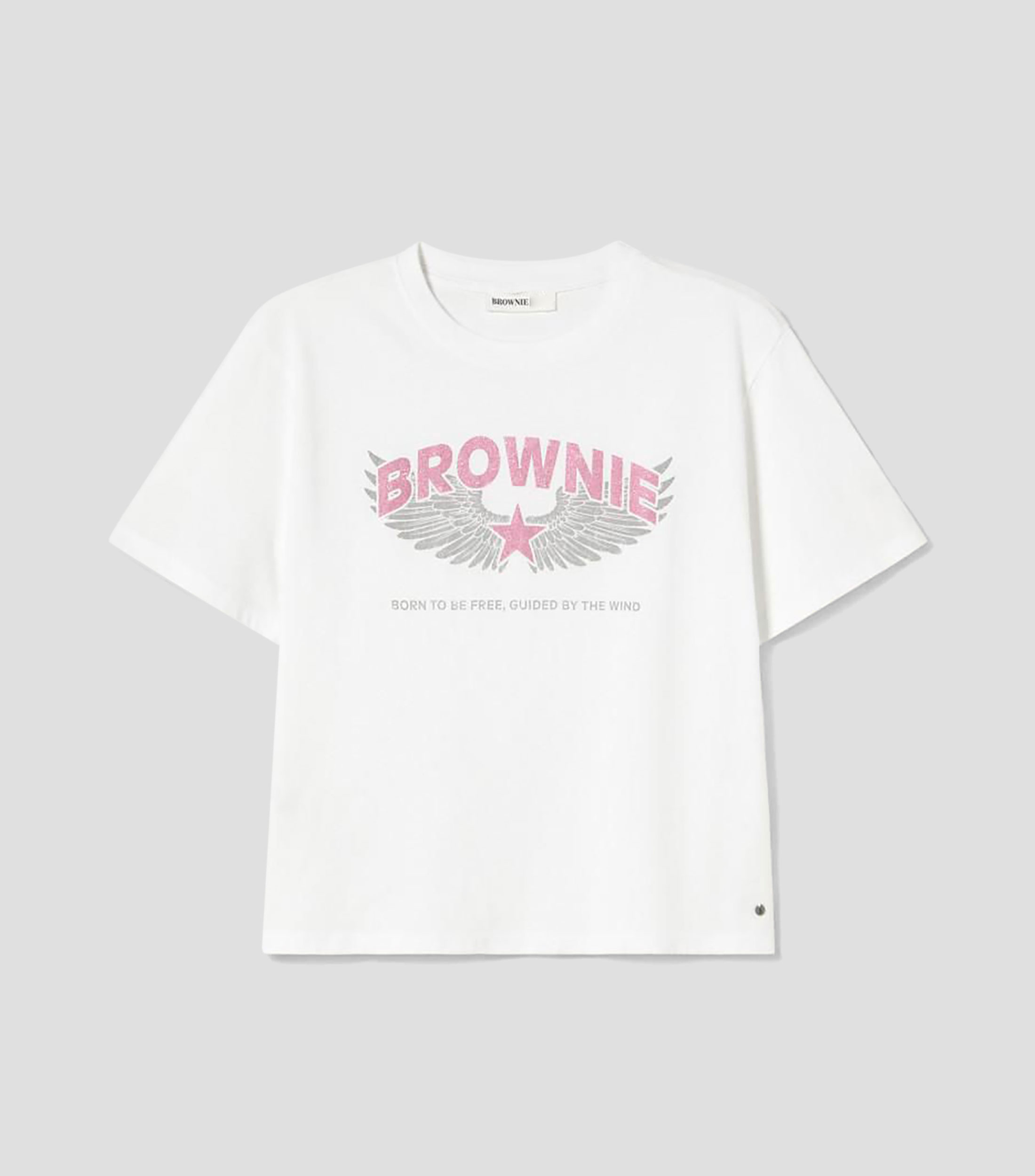 Playera cuello redondo manga corta estampada Mujer