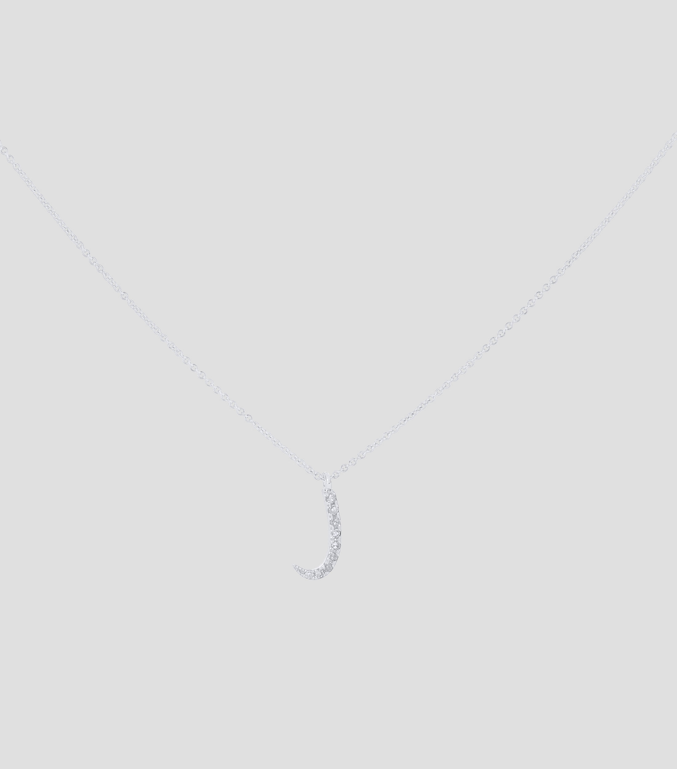 Dije en letra quotJquot y cadena en Oro blanco 14 Kts Mujer