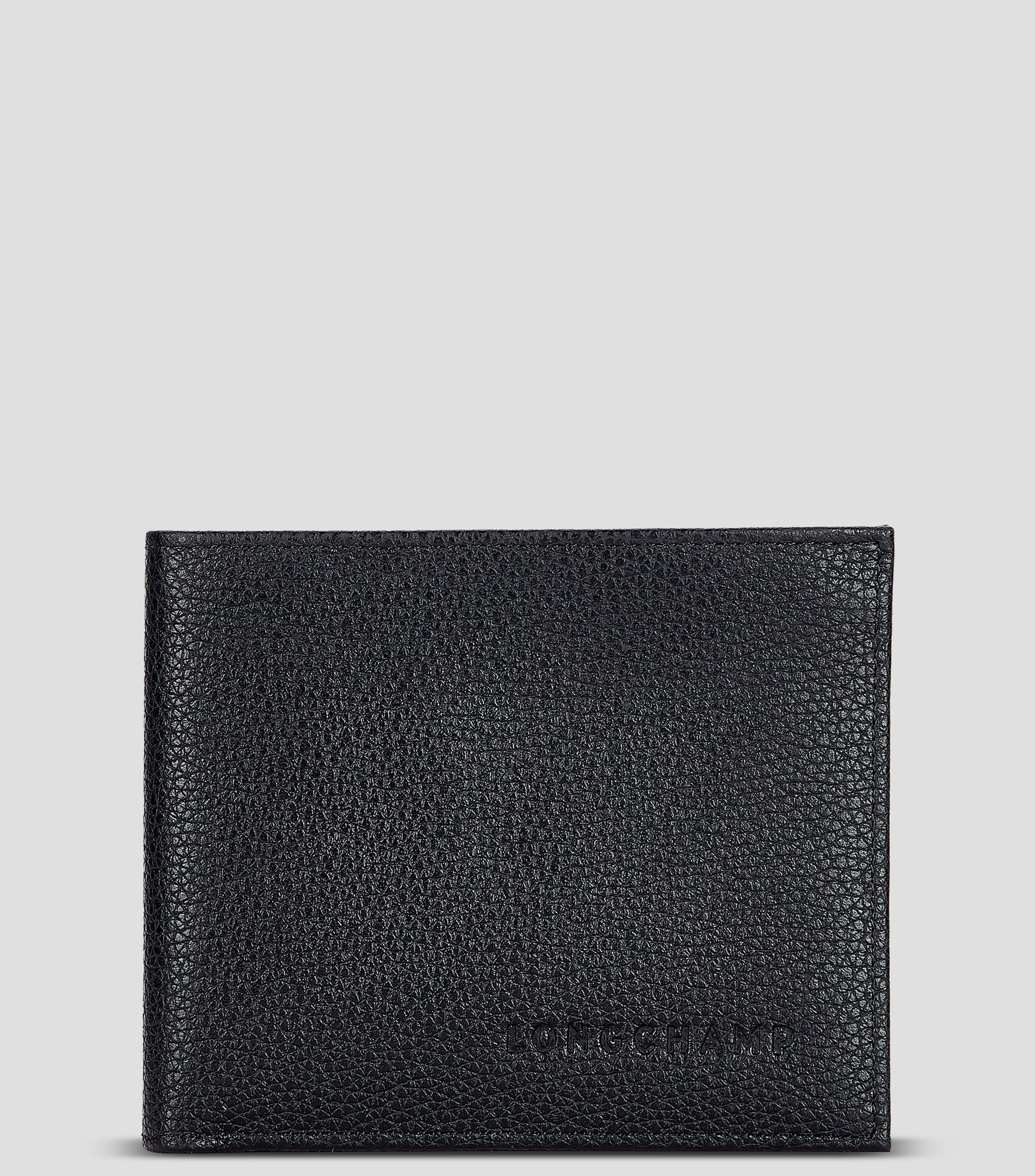 Cartera bifold negra en piel Le Foulonné granulada Unisex