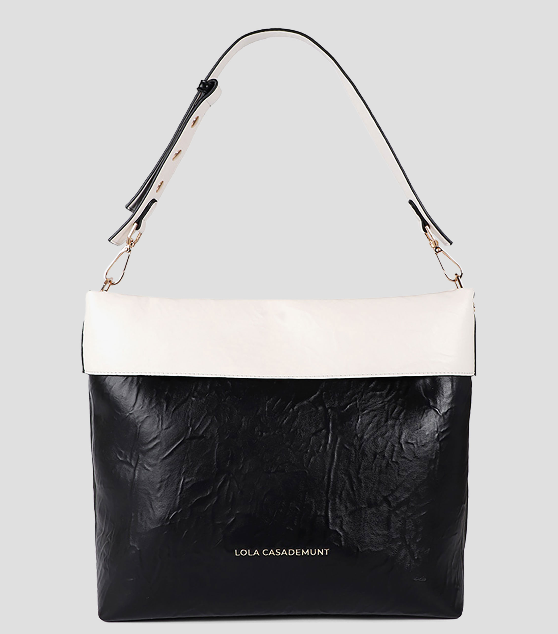 Bolsa hobo blanco y negro lisa Mujer