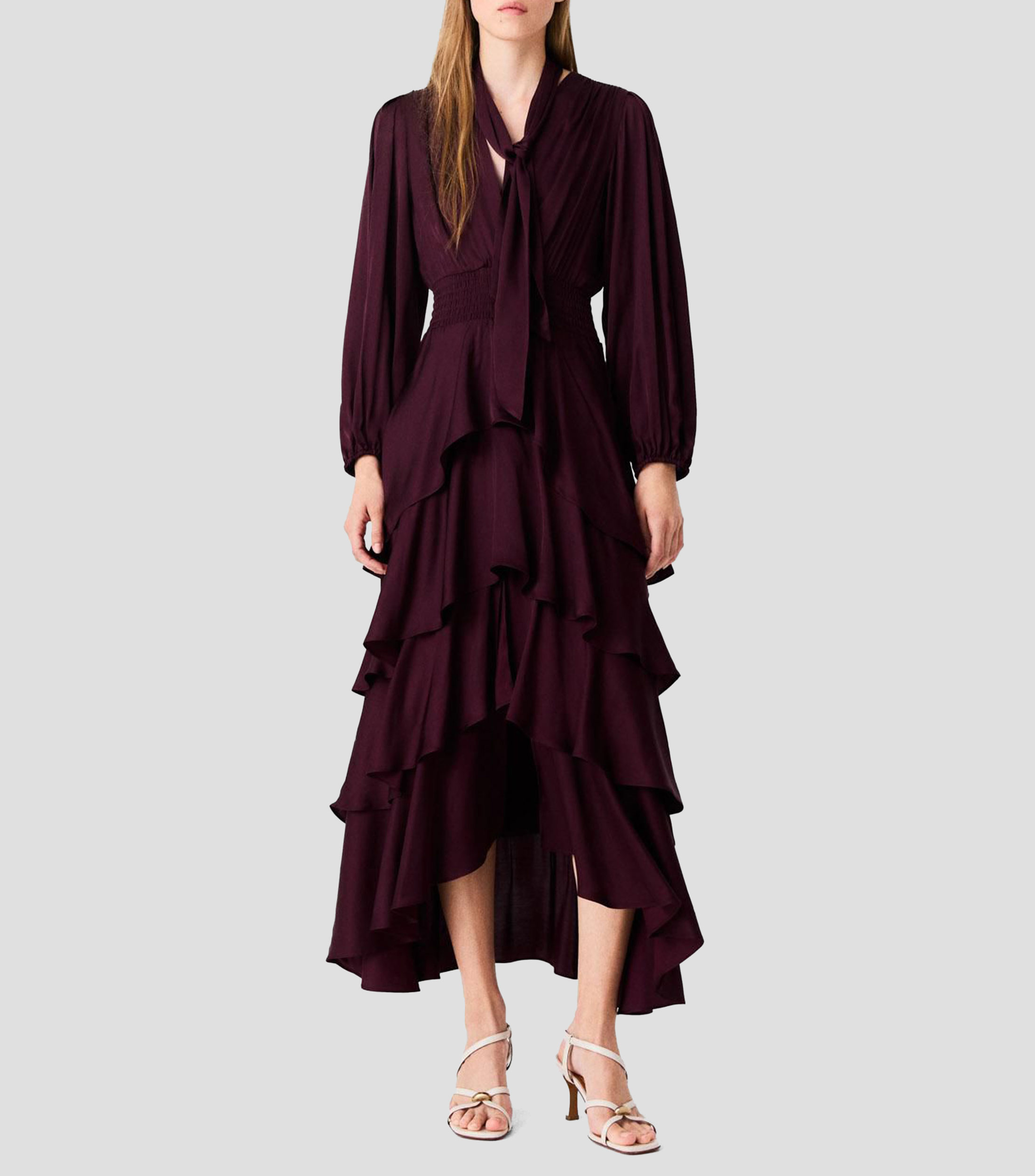 Vestido largo Ruffinelaty manga larga liso Mujer