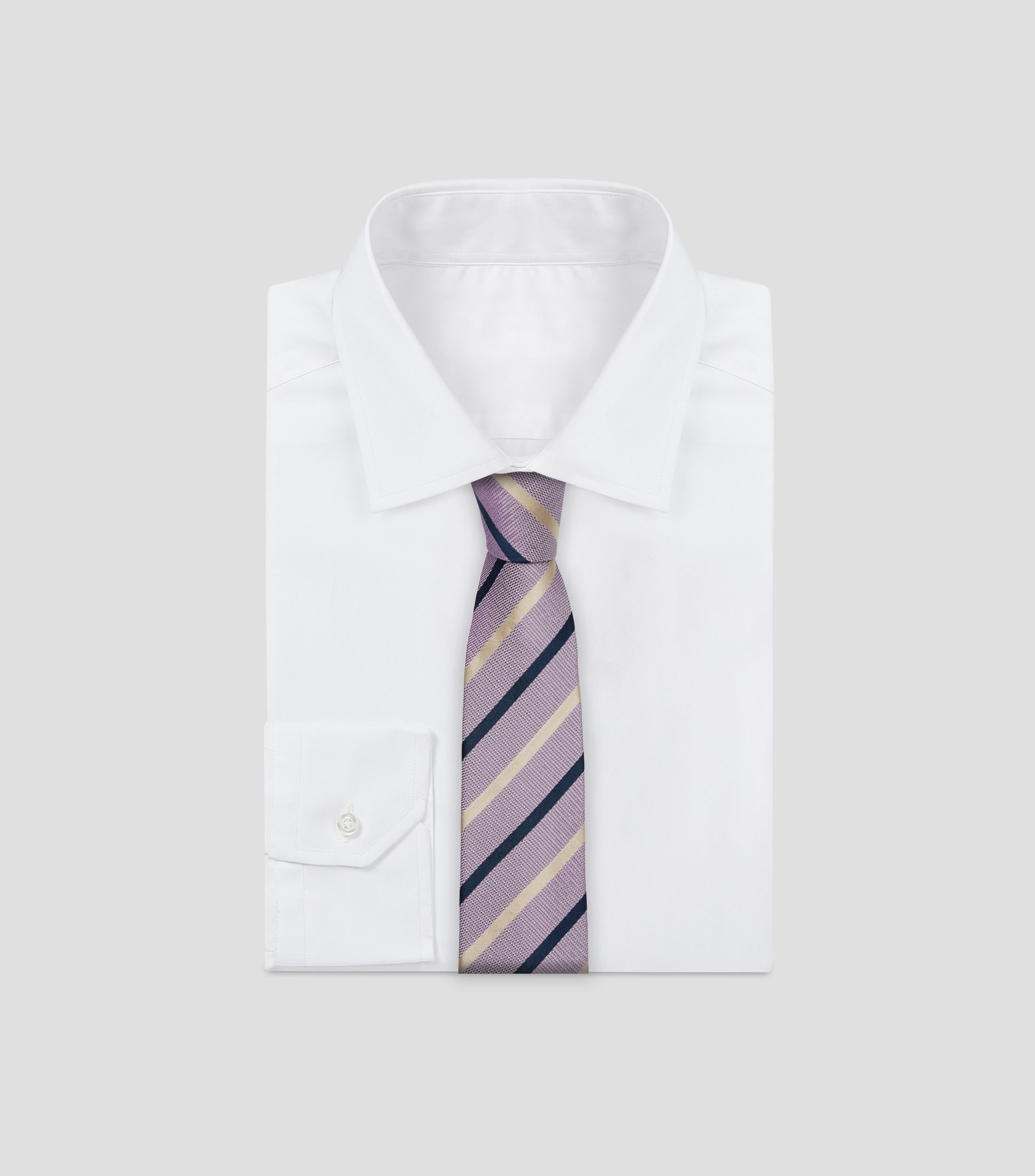 Corbata ancha en seda lila con rayas Brera