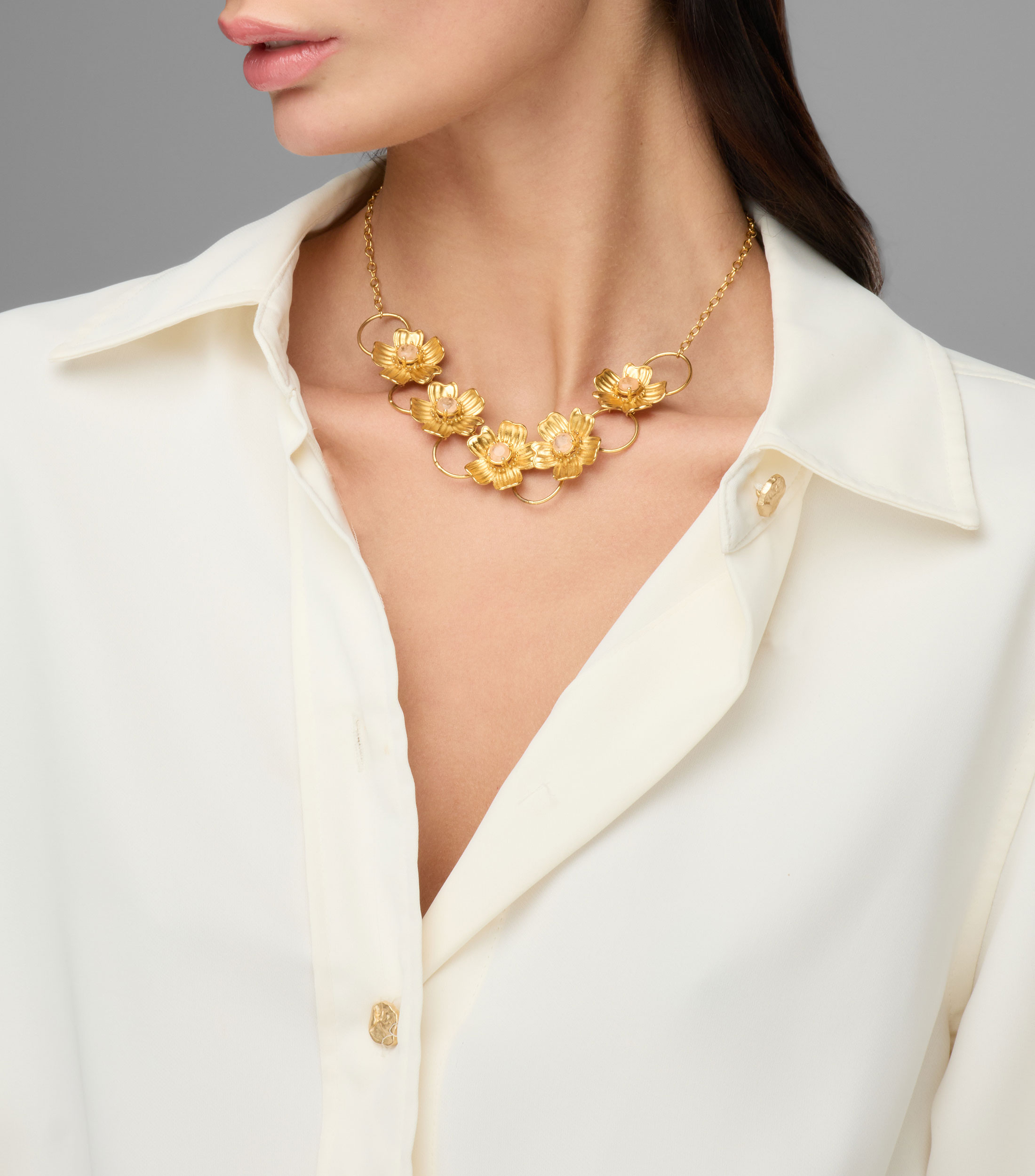 Collar en plata .925 con diseño floral y cristal Mujer