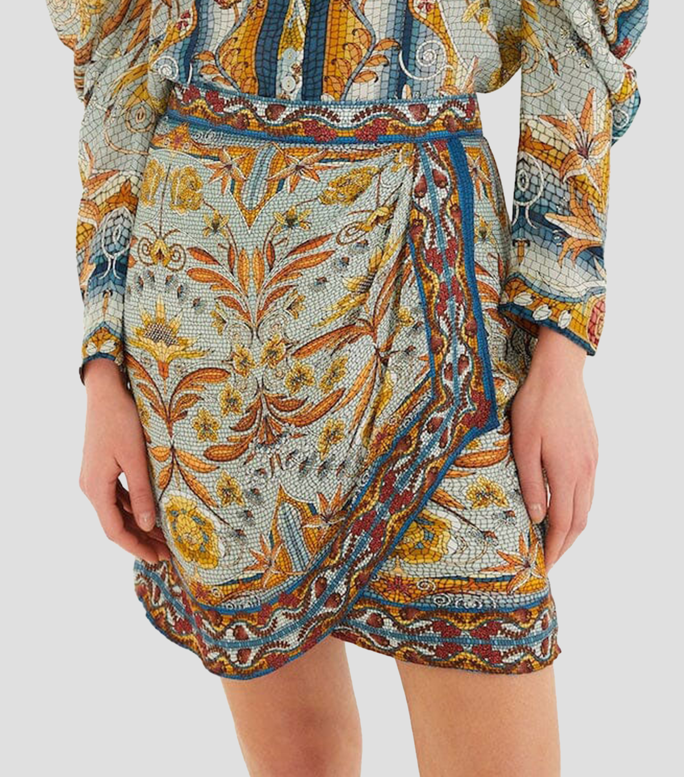 Falda corta de corte recto estampada Mujer