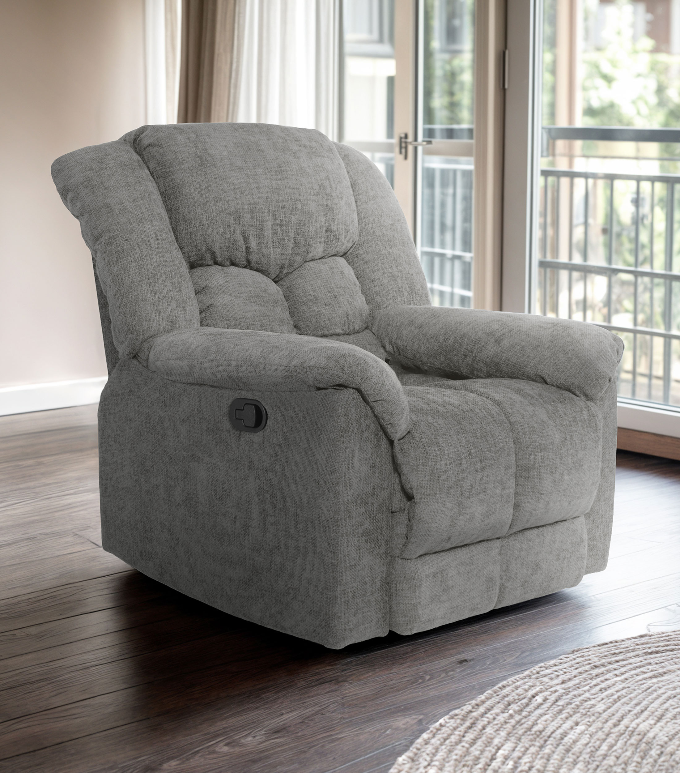 Sillon reclinable tipo mecedora Genaro en tela Gris